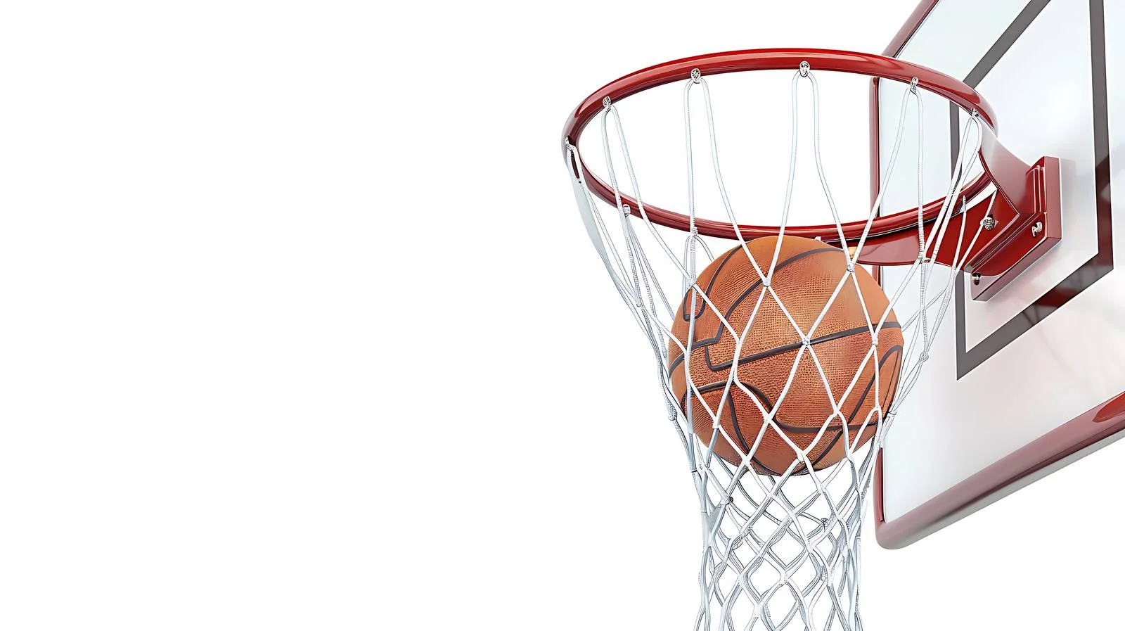Basketball hanging from rim on white background — free download from Dotvec