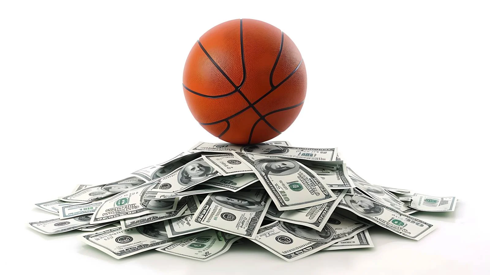 Luxury Basketball Over Money Stack — free download from Dotvec