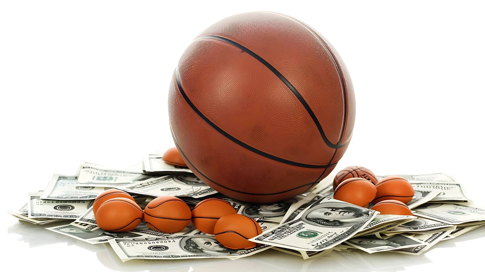 Luxury Basketball on Stack of Dollar Bills — free download from Dotvec