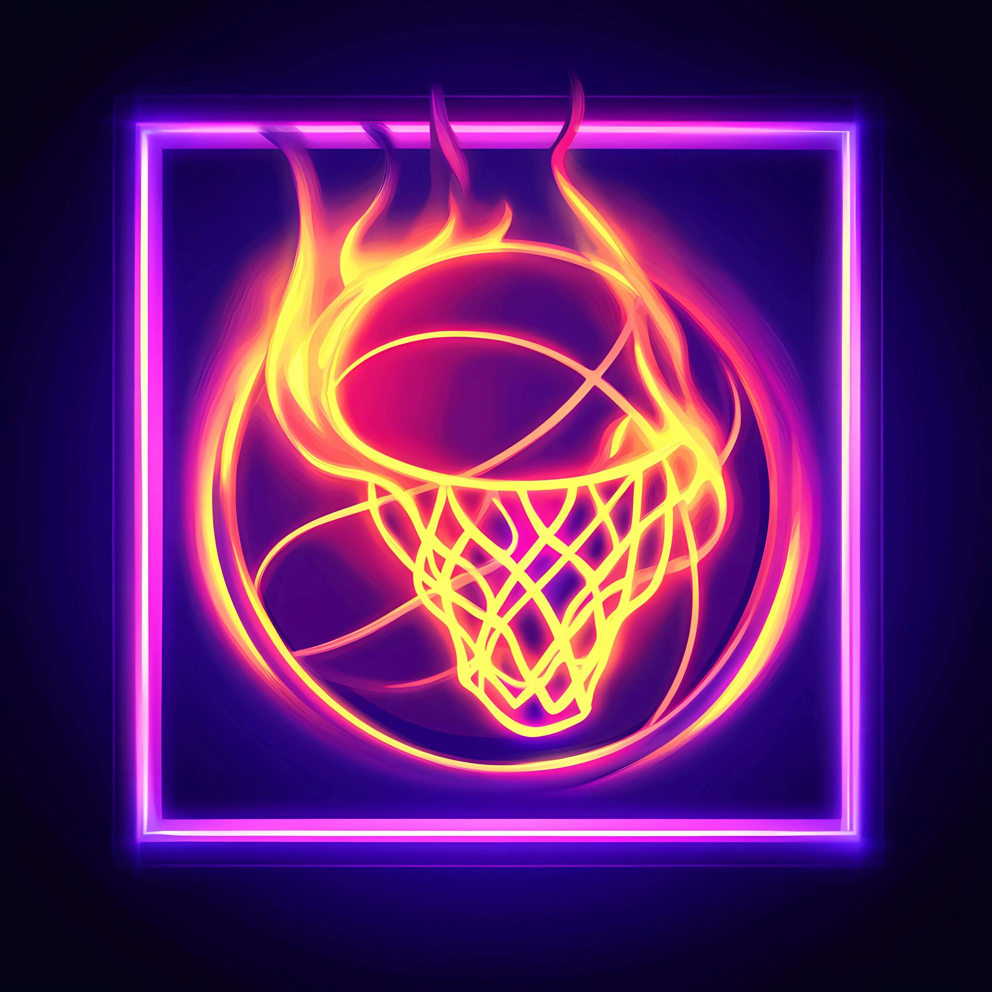 Neon Basketball On Fire Vector Illustration — free download from Dotvec