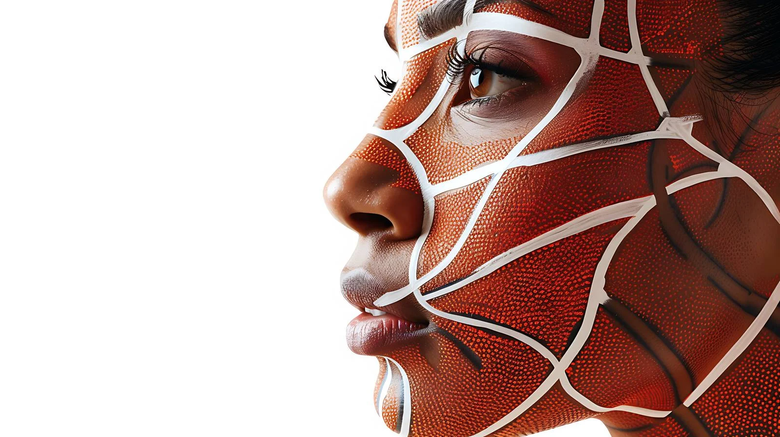 Abstract Basketball Design on Woman's Face — free download from Dotvec