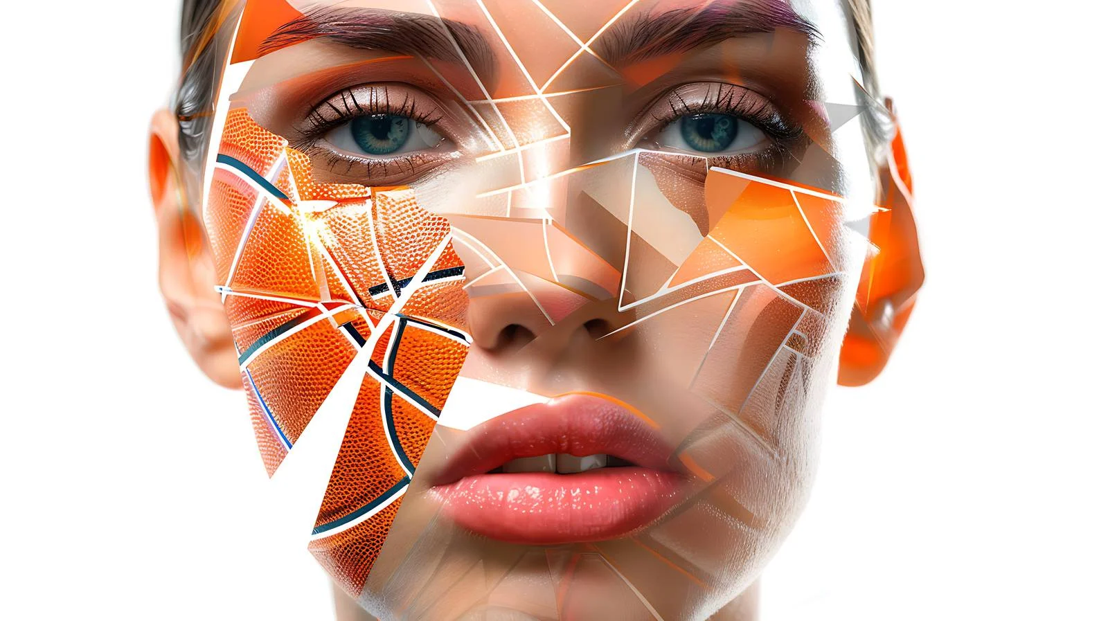 Sporty basketball design on woman's face — free download from Dotvec