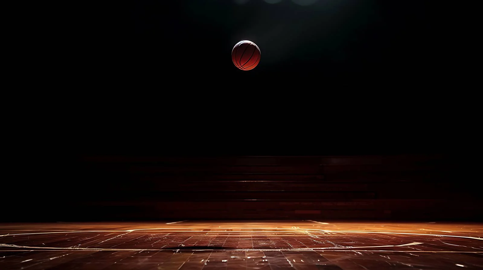 Elevated Basketball Player Glowing in Dark – free suspended image from Dotvec