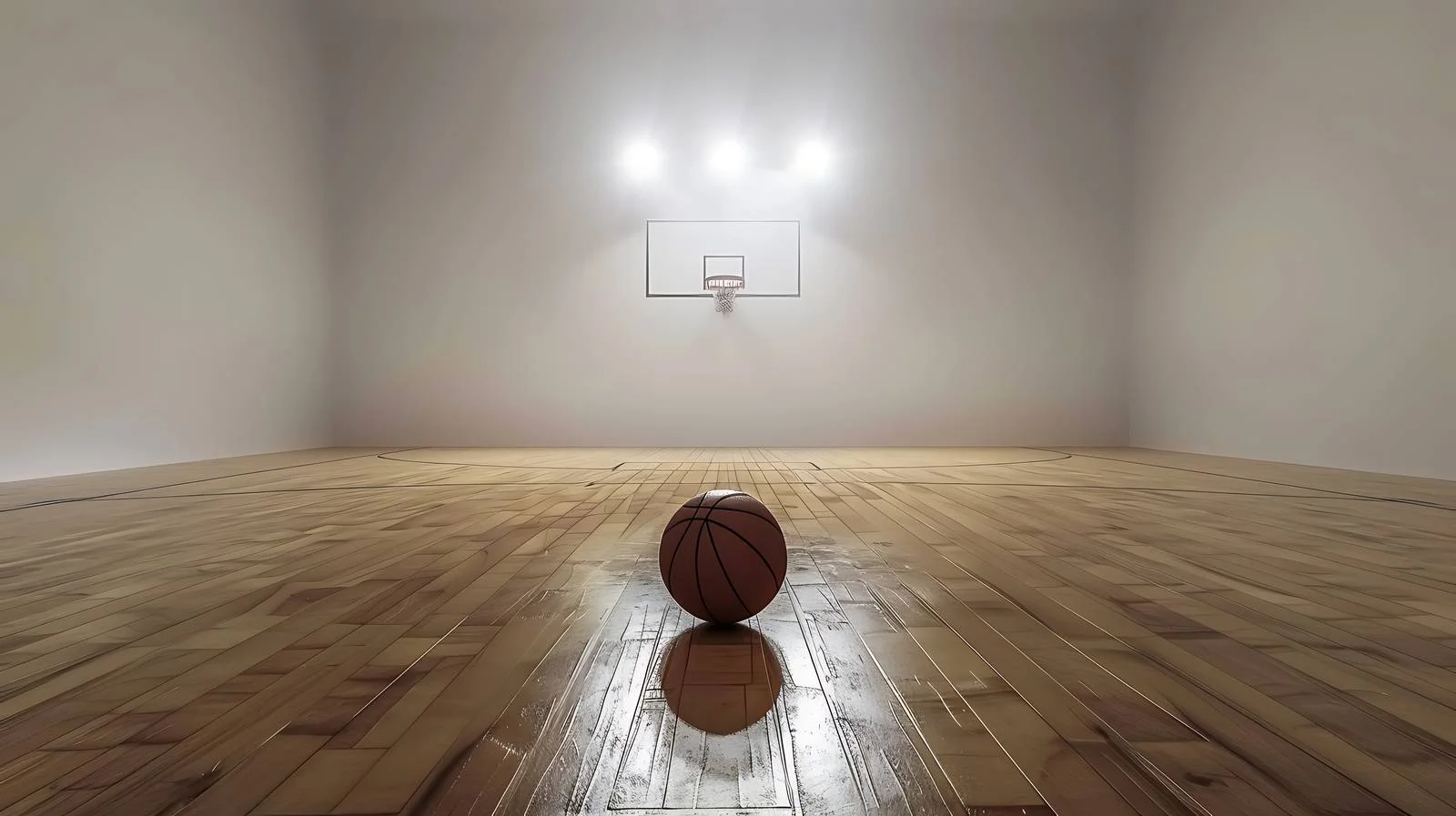 Intense Spotlight on Maple Hardwood Basketball Court — free download from Dotvec