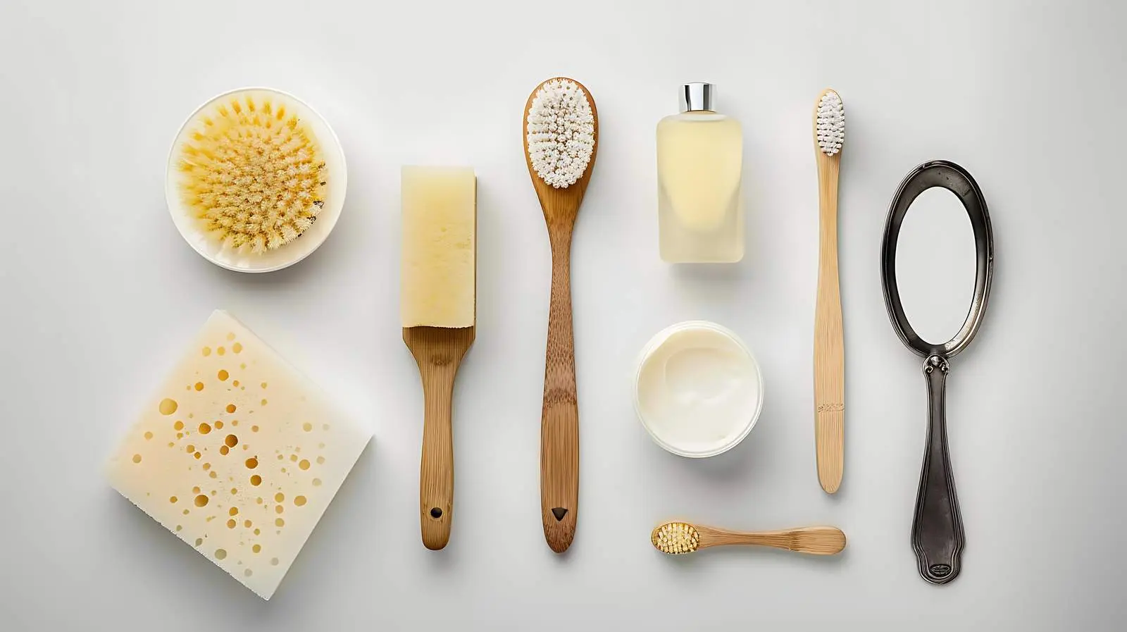 Spa Bath Products including Soap, Brush, and Mirror – free bathroom decor image from Dotvec