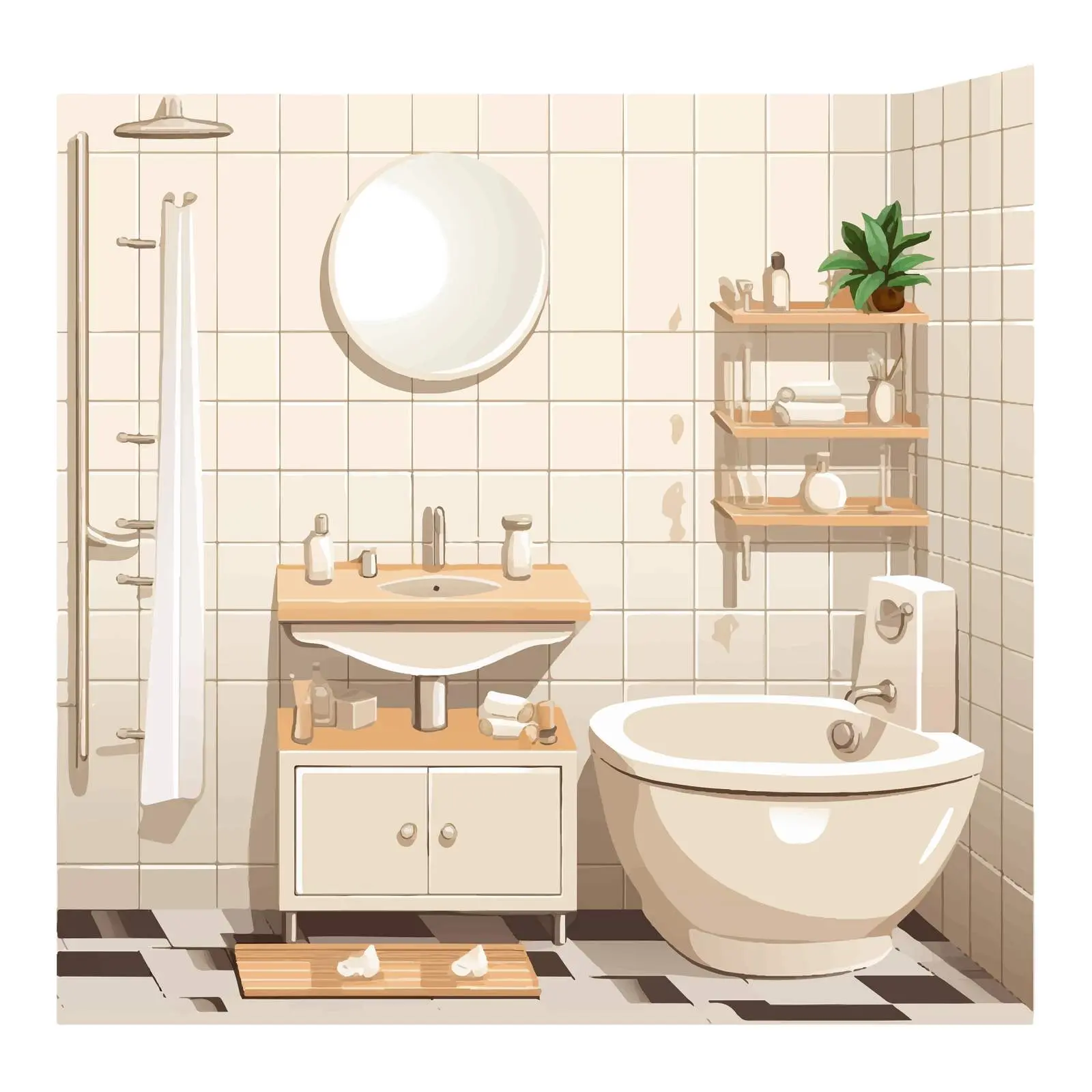 Elegant Beige and White Bathroom Interior Design — free download from Dotvec