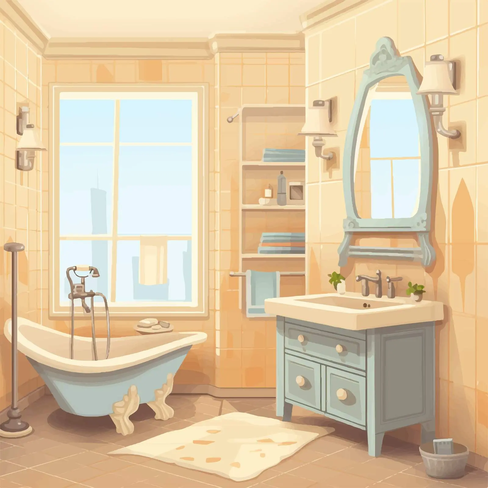 Elegant Beige and White Bathroom Interior Design — free download from Dotvec