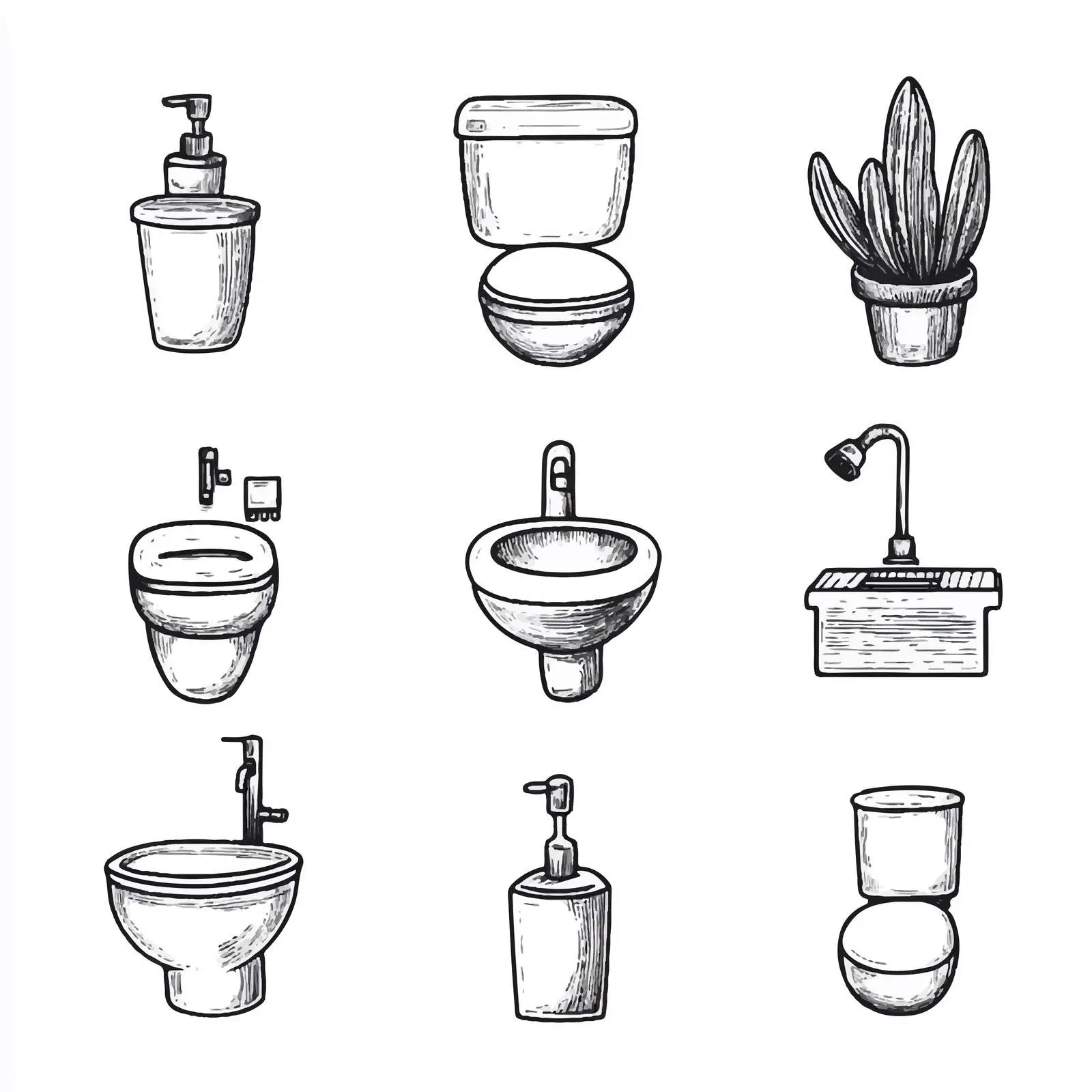 Cartoon Bathroom Objects Vector Set – free spray bottle image from Dotvec