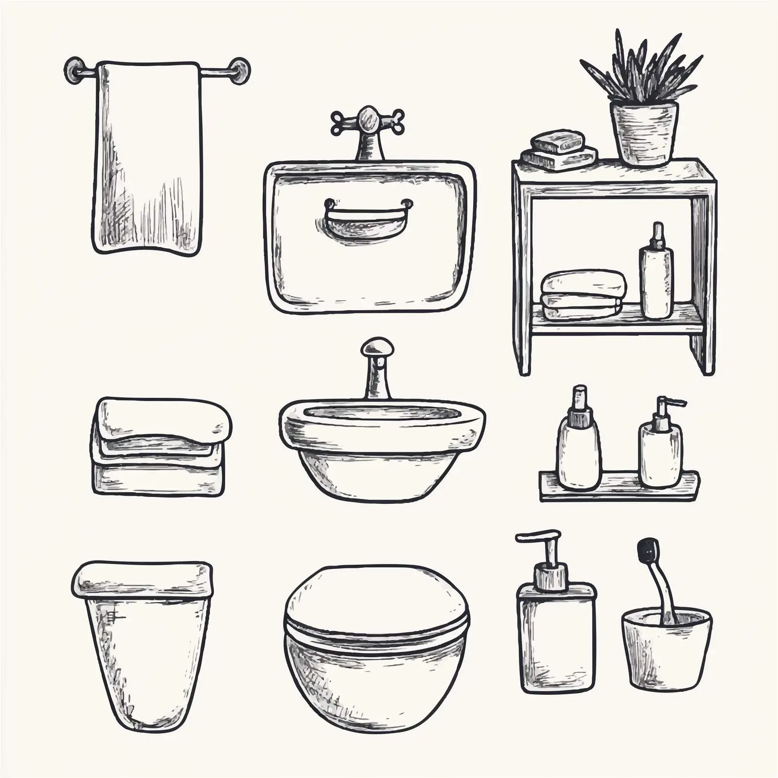 Cartoon Bathroom Icons Set — free download from Dotvec
