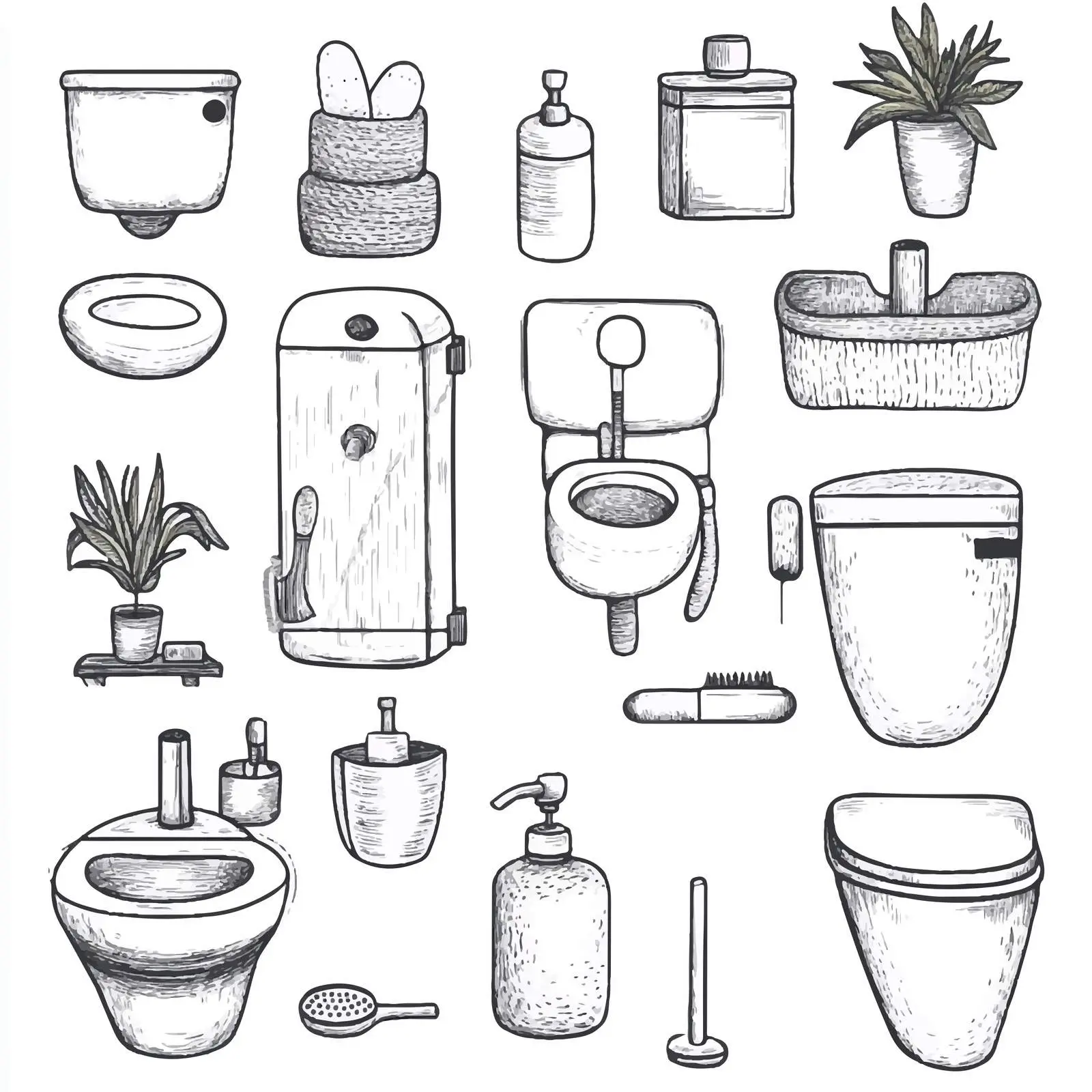 Cartoon Bathroom Icons Set — free download from Dotvec
