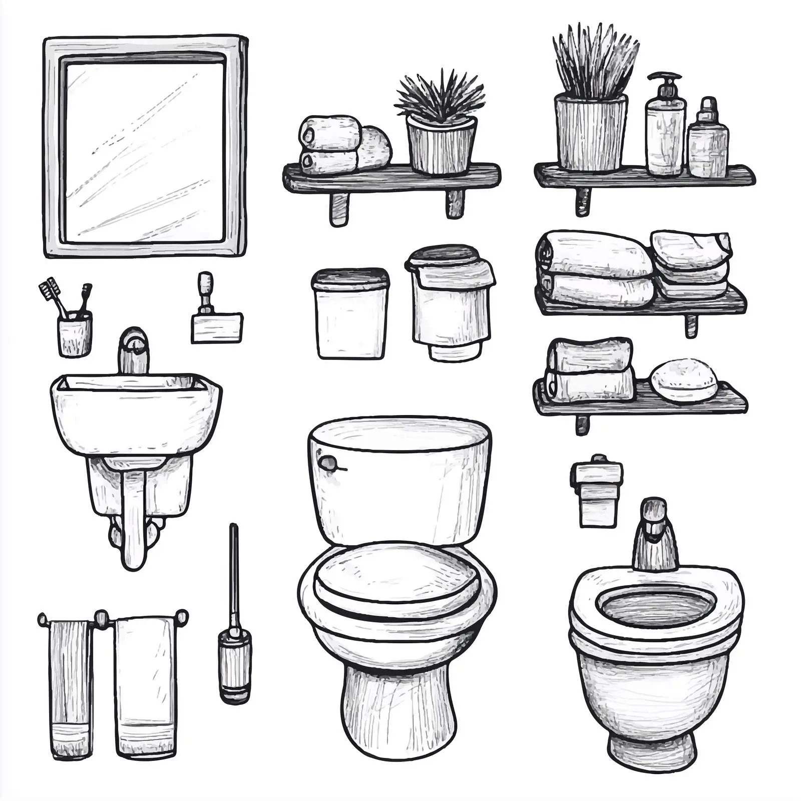 Funny Bathroom Icons Vector Set — free download from Dotvec