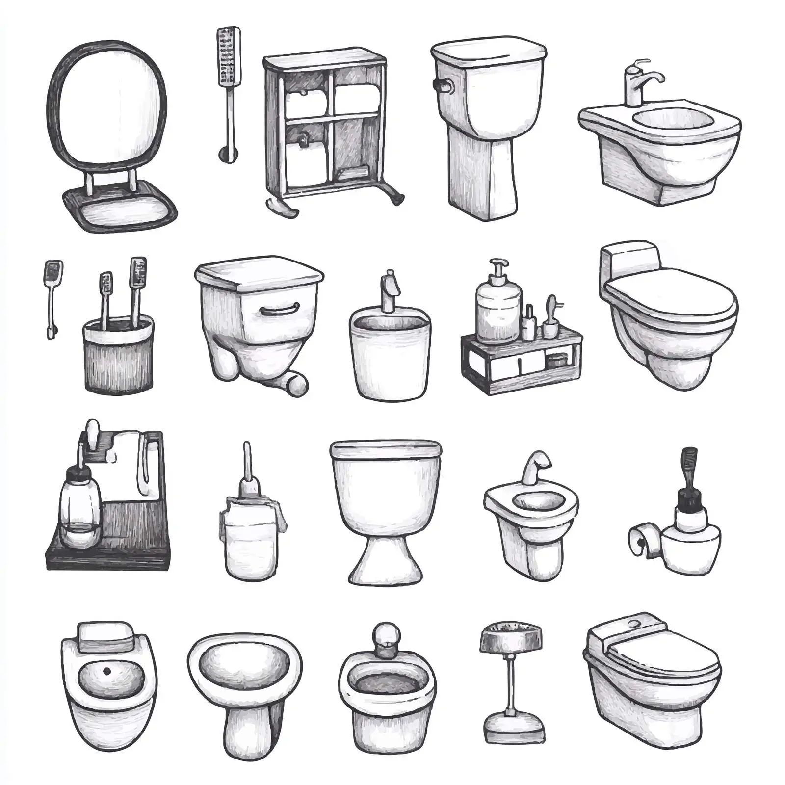 Cartoon Bathroom Icons Vector Set — free download from Dotvec