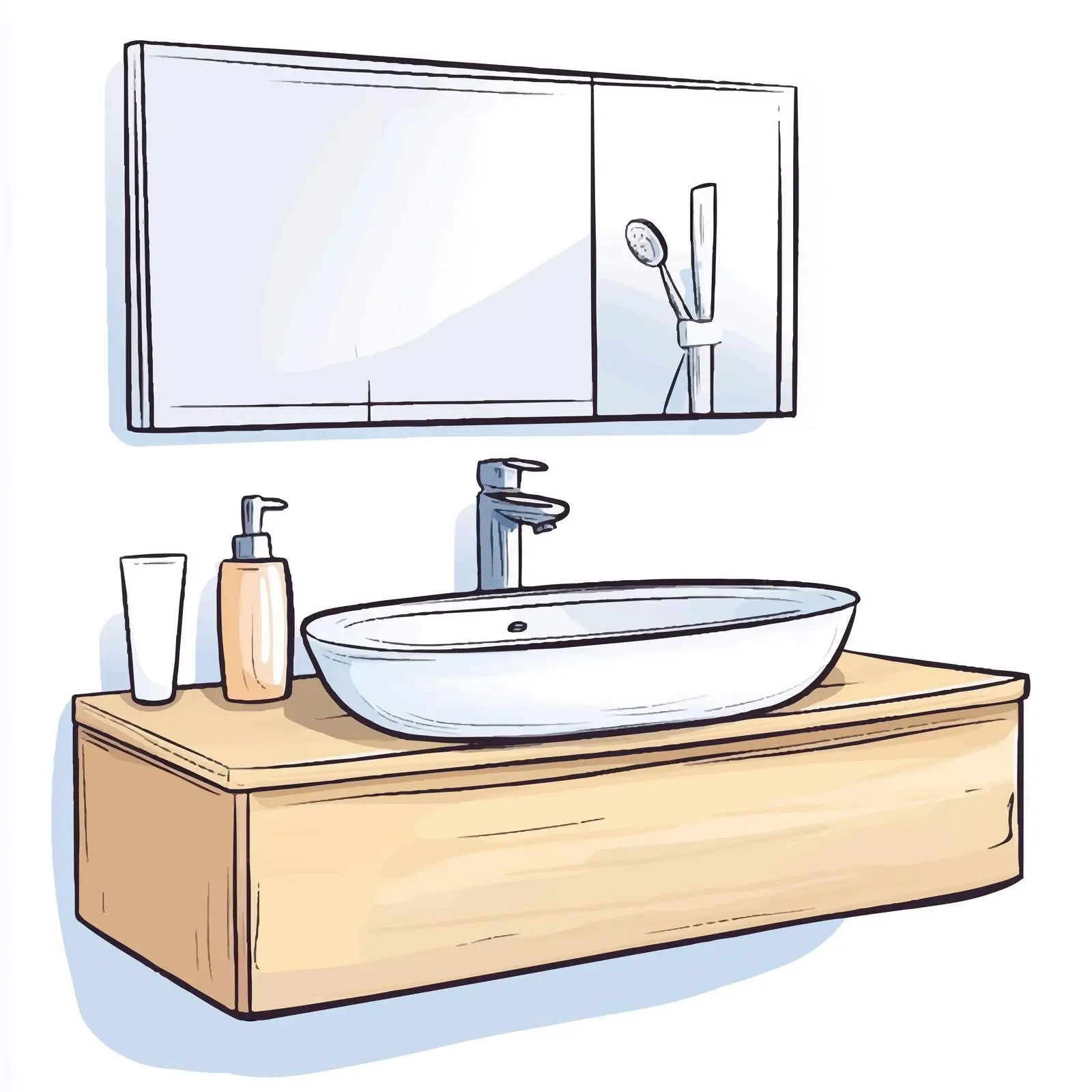 Hand-Drawn Cartoon Bathroom Sink Vector — free download from Dotvec