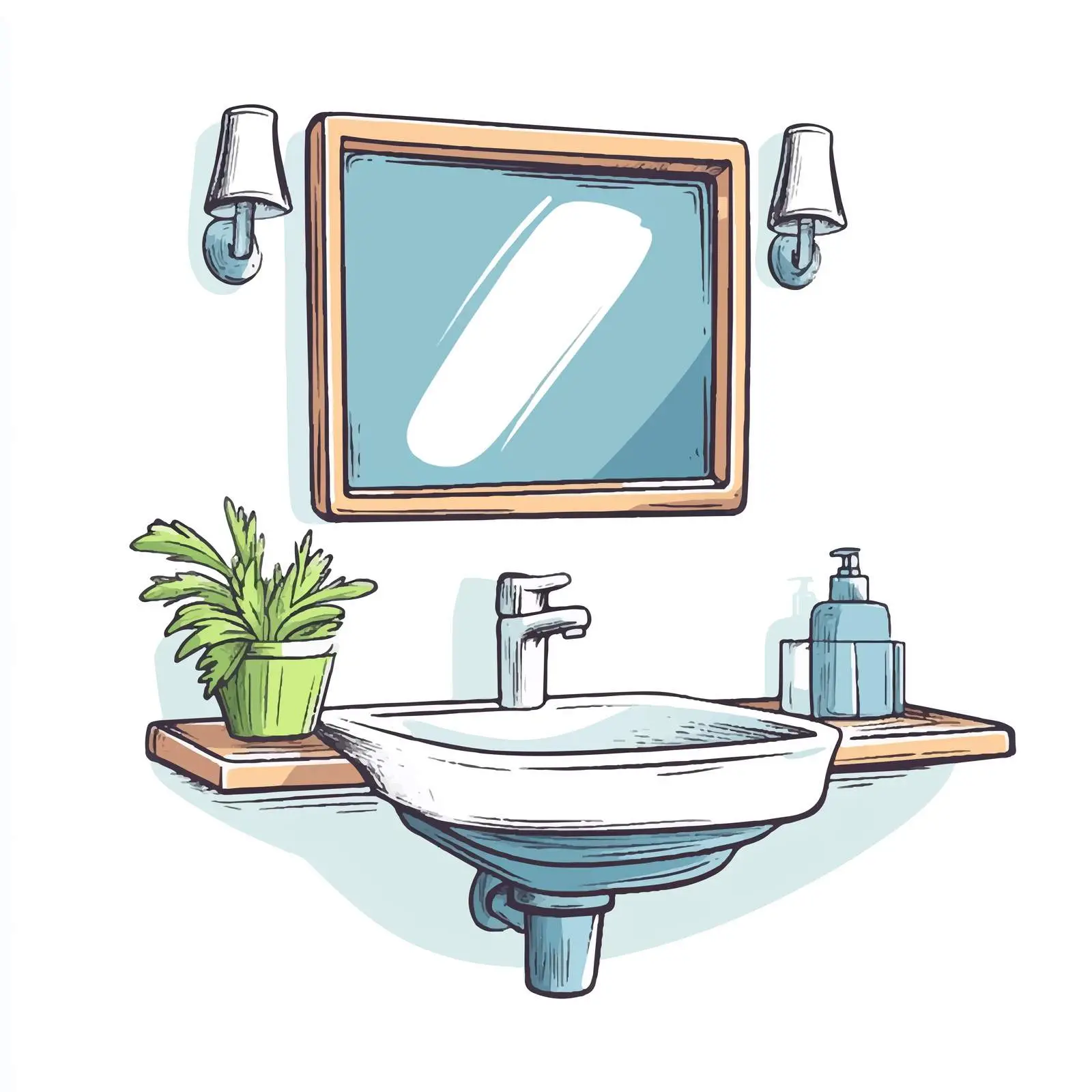 Cartoon Hand-Drawn Bathroom Sink Vector — free download from Dotvec