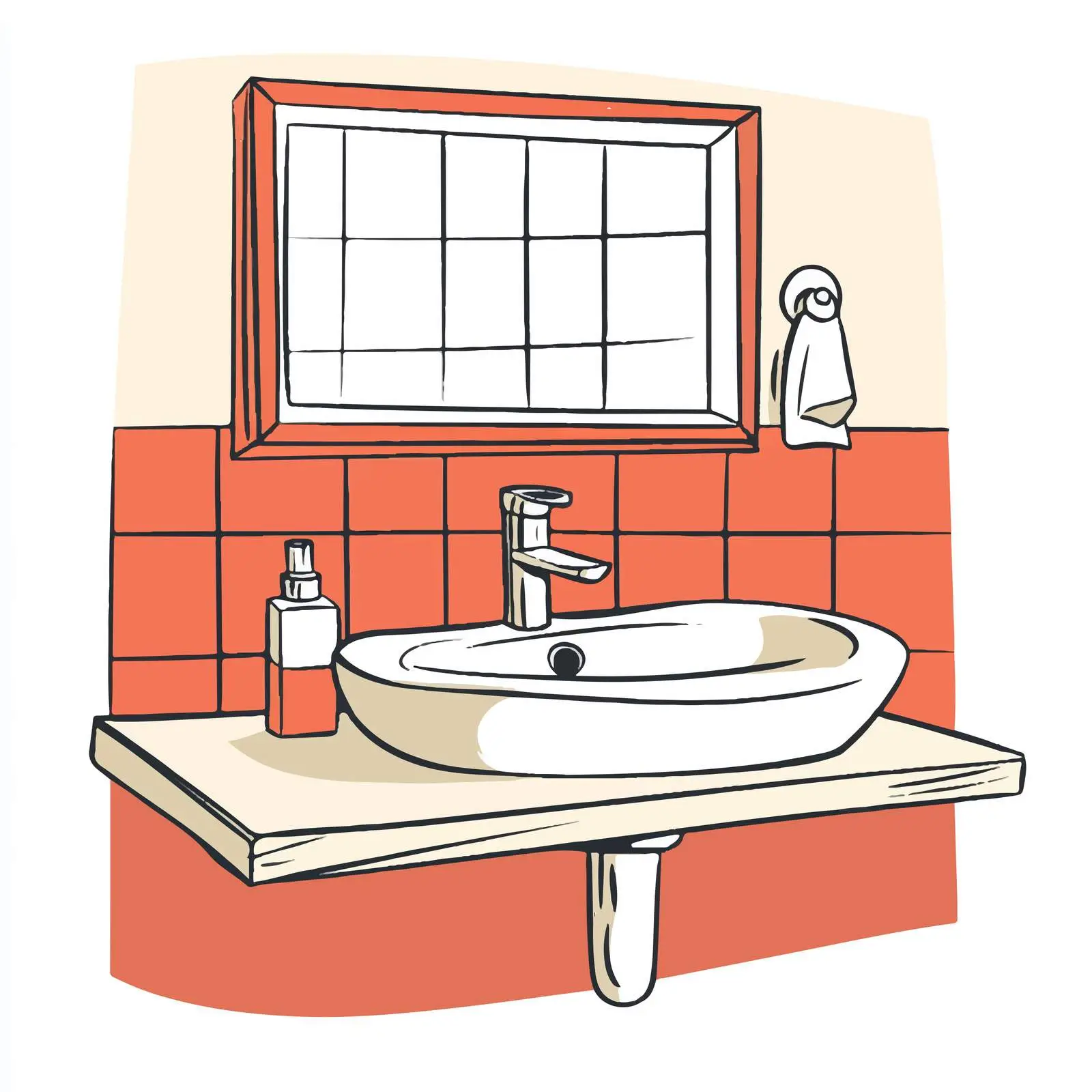 Hand-Drawn Cartoon Bathroom Sink Vector — free download from Dotvec