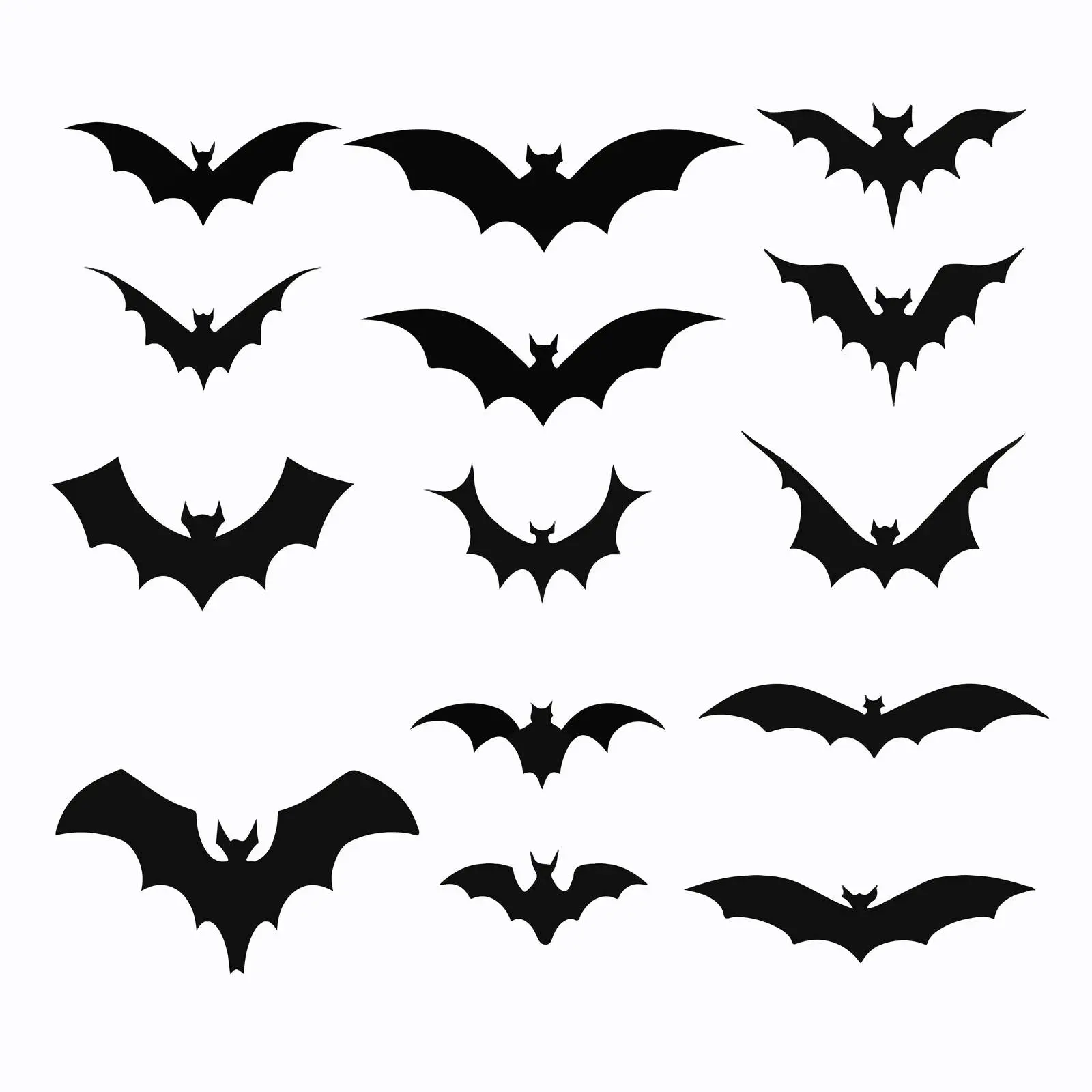 Cartoon Bats Silhouettes on White Background – free cosmic image from Dotvec