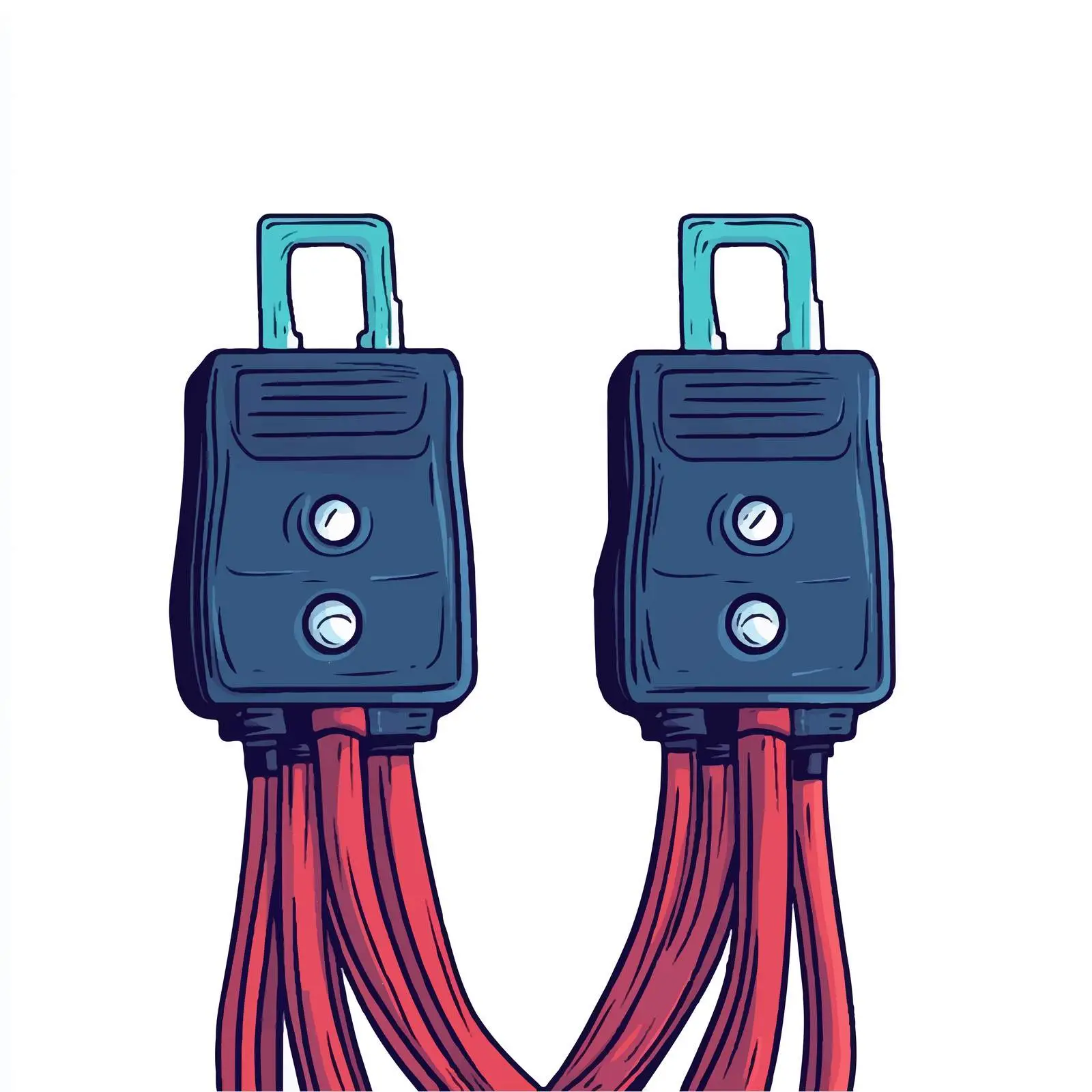 Cartoon Battery Jumper Cable Vector — free download from Dotvec