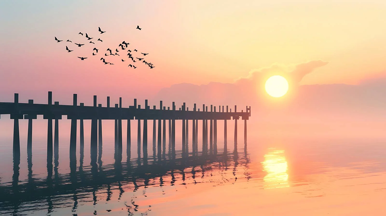 Serene Bay Pier at Dawn — free download from Dotvec