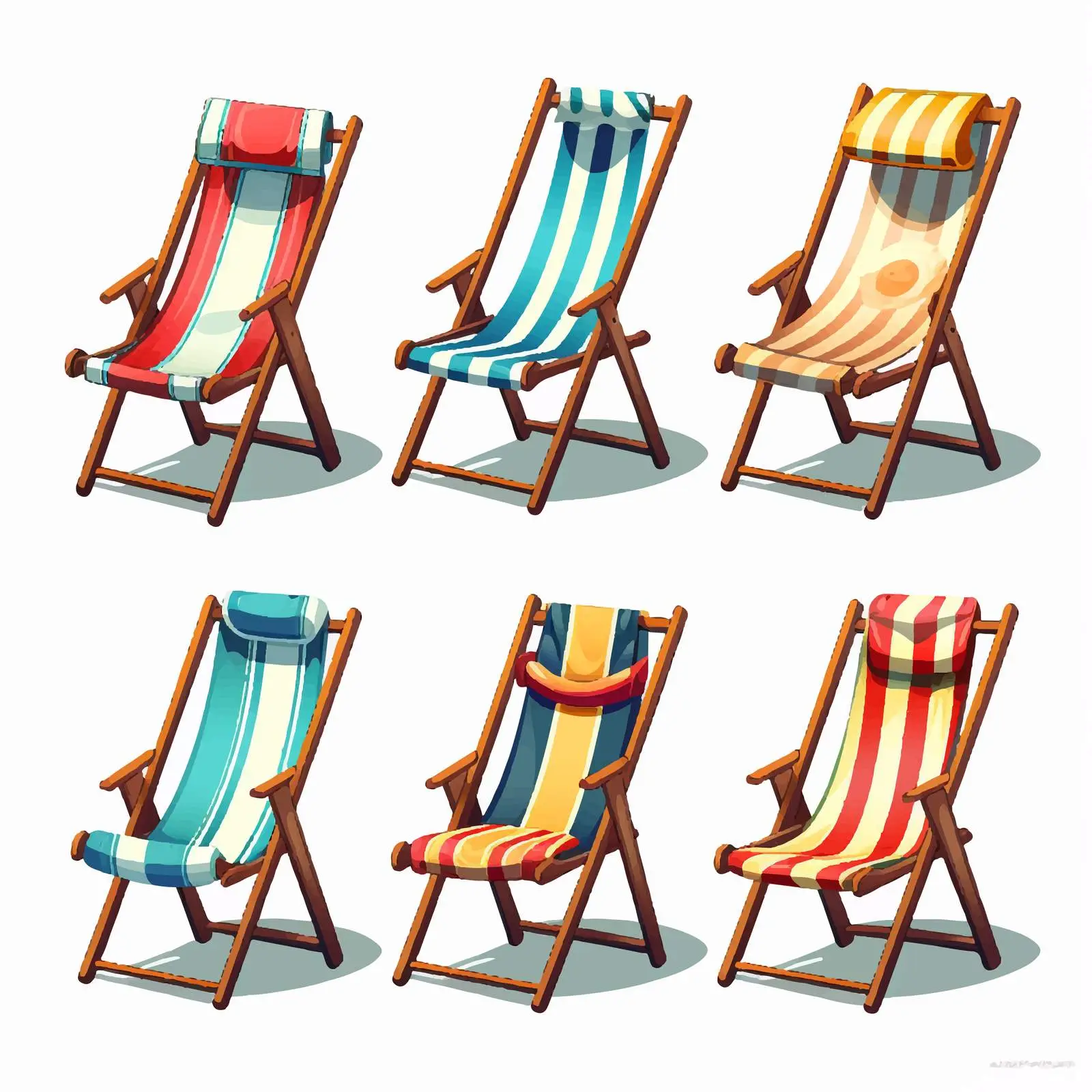Cartoon Beach Chairs Set Vector Illustration — free download from Dotvec