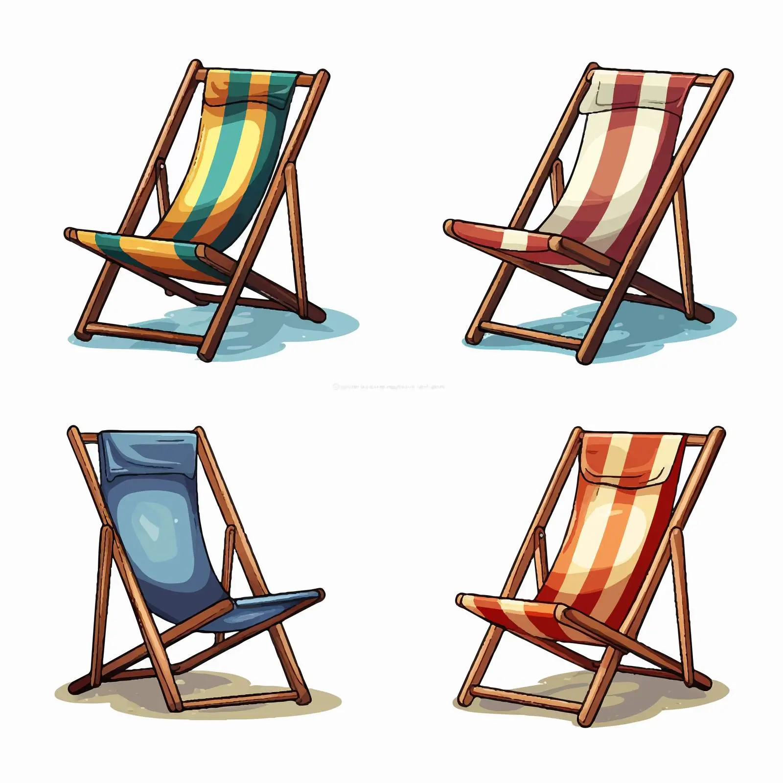 Cartoon Beach Chairs Vector Illustration Set — free download from Dotvec
