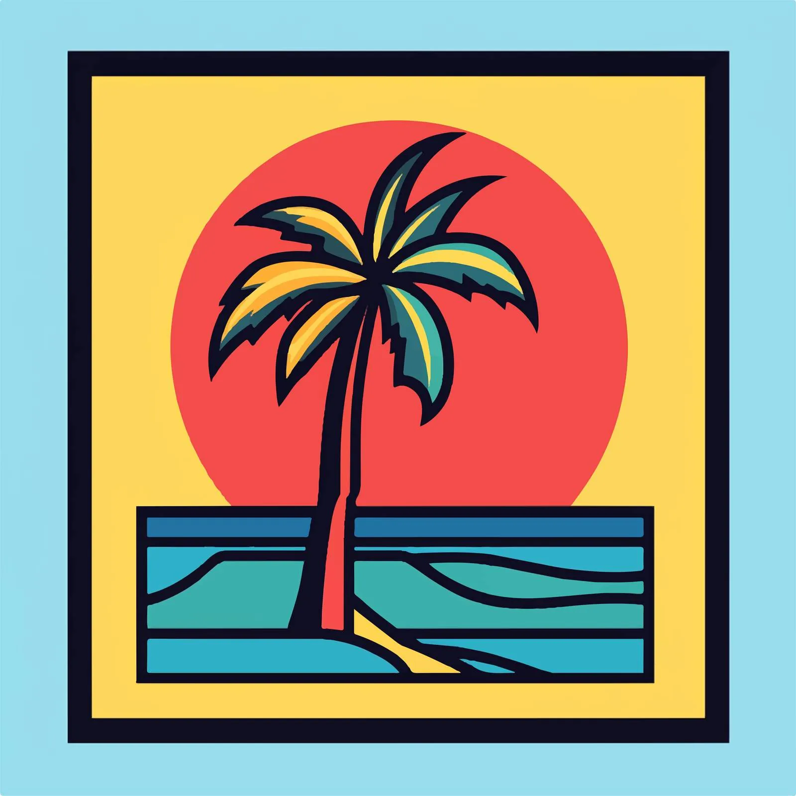 Beach Icon Vector Sign on Colorful Background — free download from Dotvec