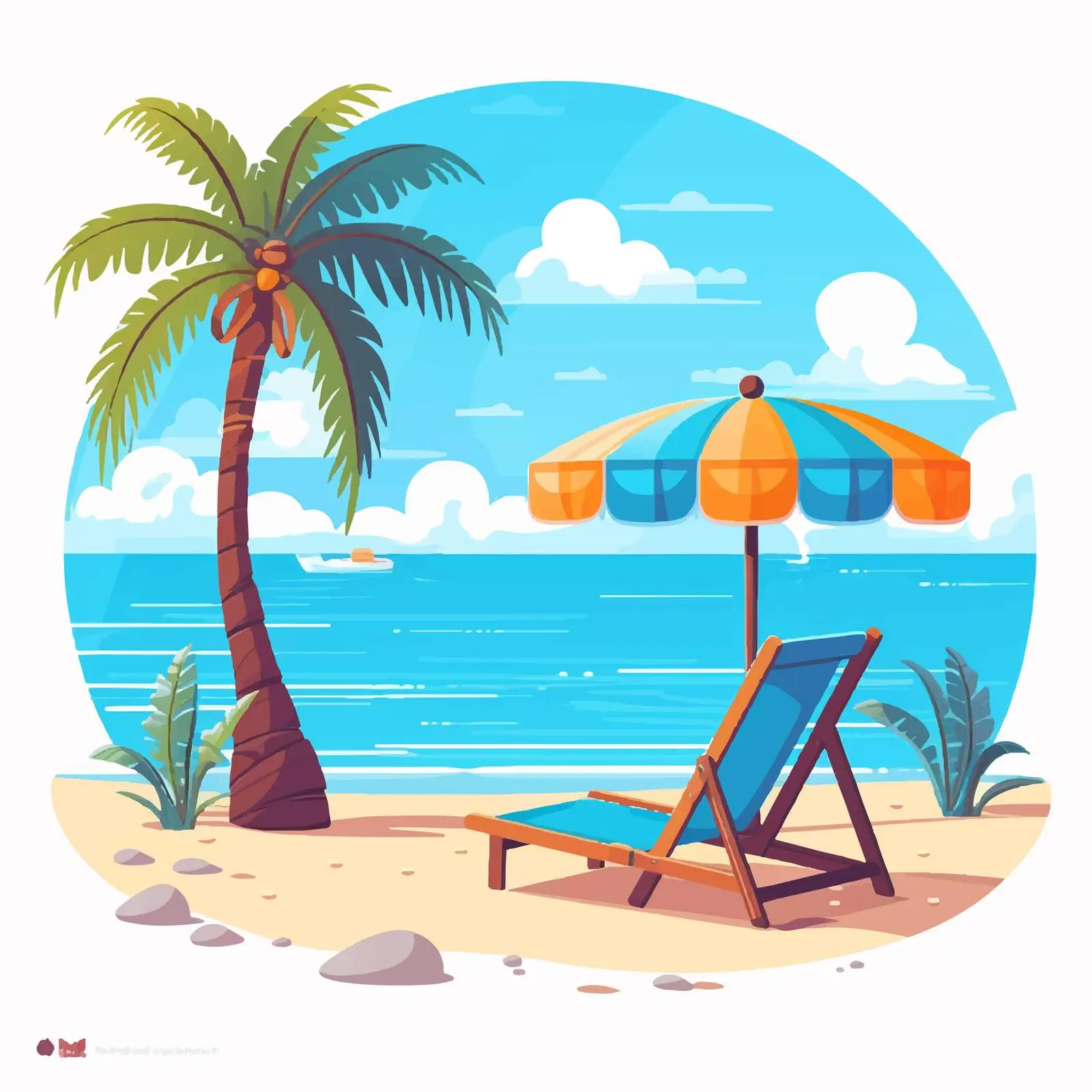 Seaside Beach Resort Paper Card Design — free download from Dotvec