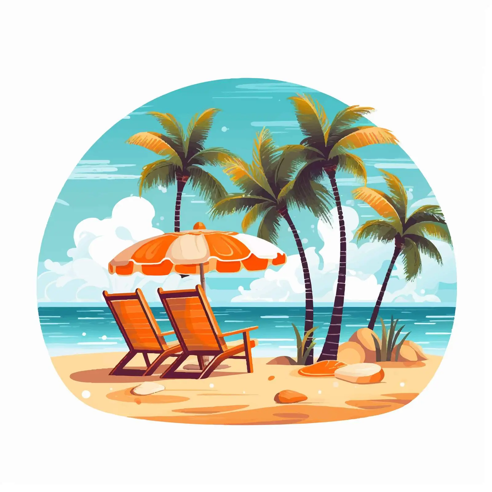 Seaside Resort Paper Card with Umbrella and Chair — free download from Dotvec