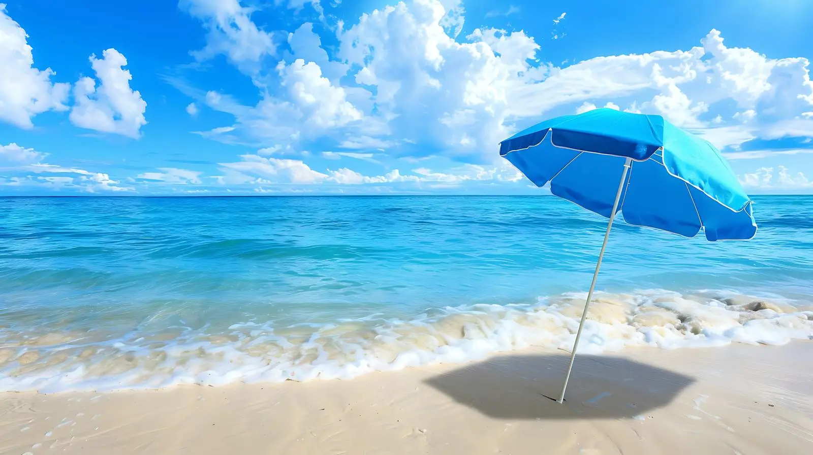 Beach Umbrella Against Blue Sky and Sea – free enjoyment image from Dotvec