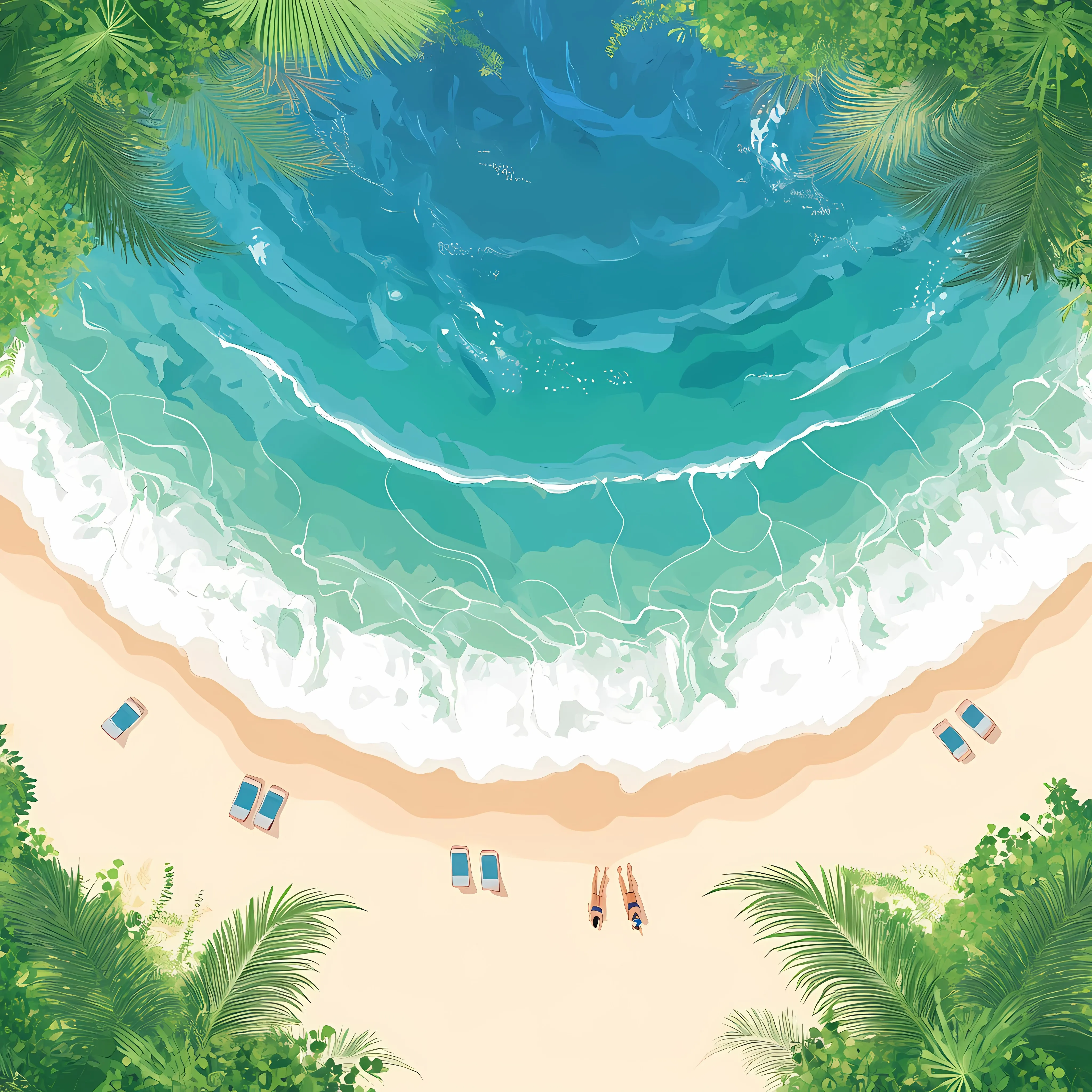 Beautiful Beach Vacation Tourism Scene — free download from Dotvec