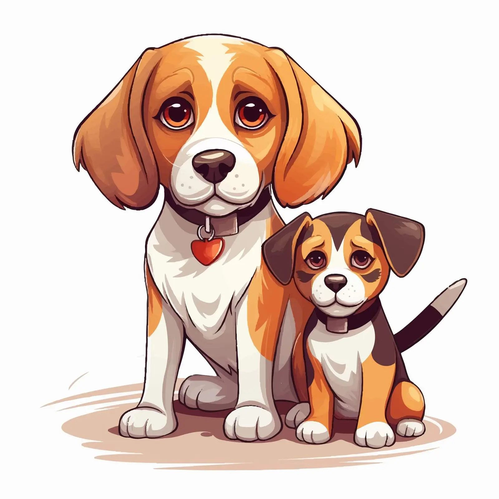 Beagle and Cat Cartoon Illustration on White Background — free download from Dotvec