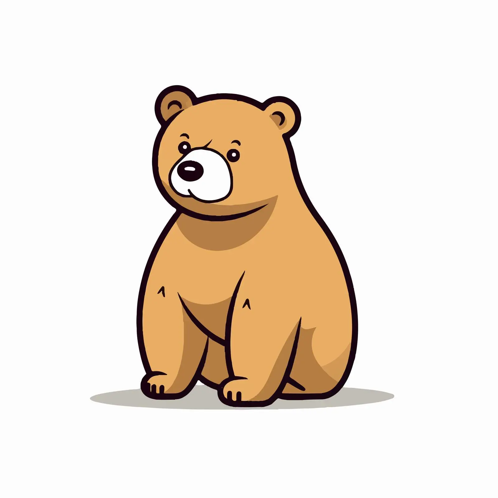Cute Cartoon Bear Line Vector Illustration – free rounded image from Dotvec