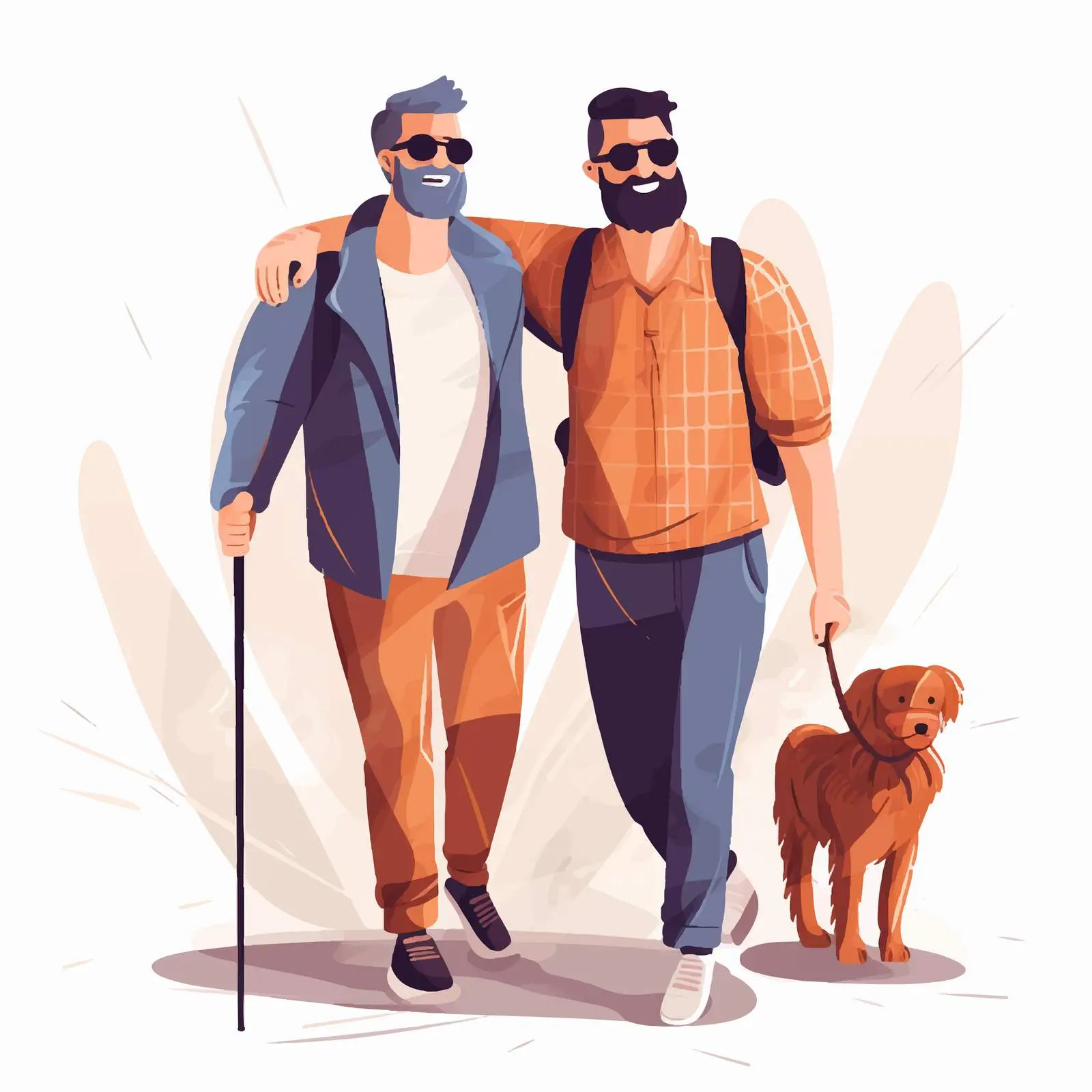 Bearded Blind Man with Cane and Sunglasses — free download from Dotvec