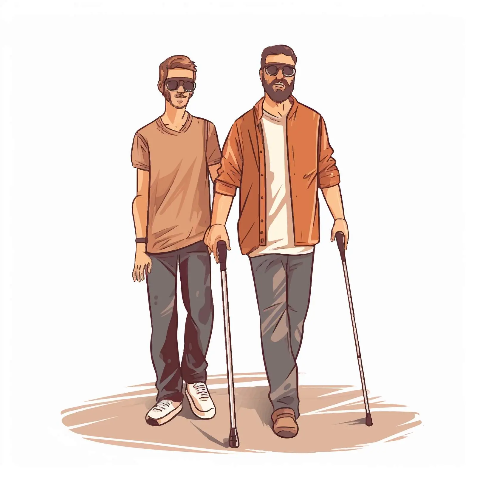 Bearded Blind Man with Sunglasses and Cane — free download from Dotvec