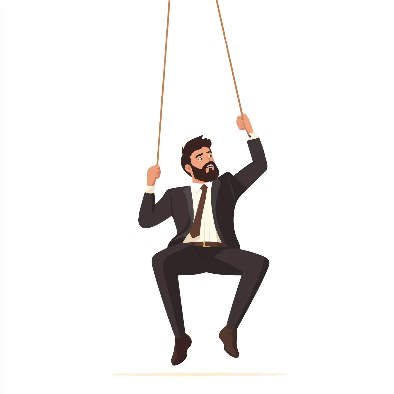 Bearded Businessman Clinging to Safety Rope — free download from Dotvec