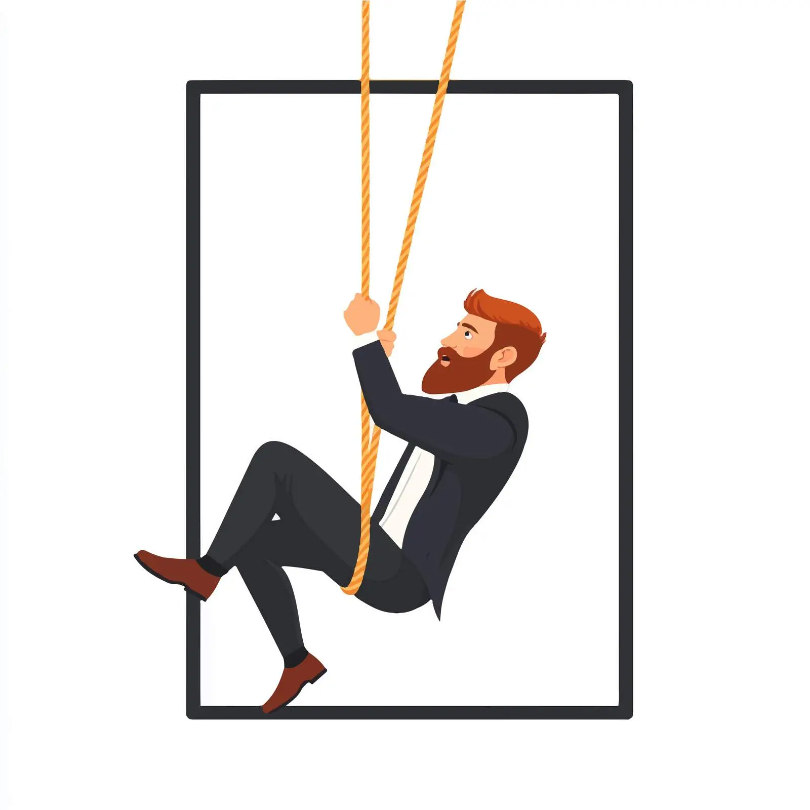 Bearded Businessman Clinging to Rope — free download from Dotvec