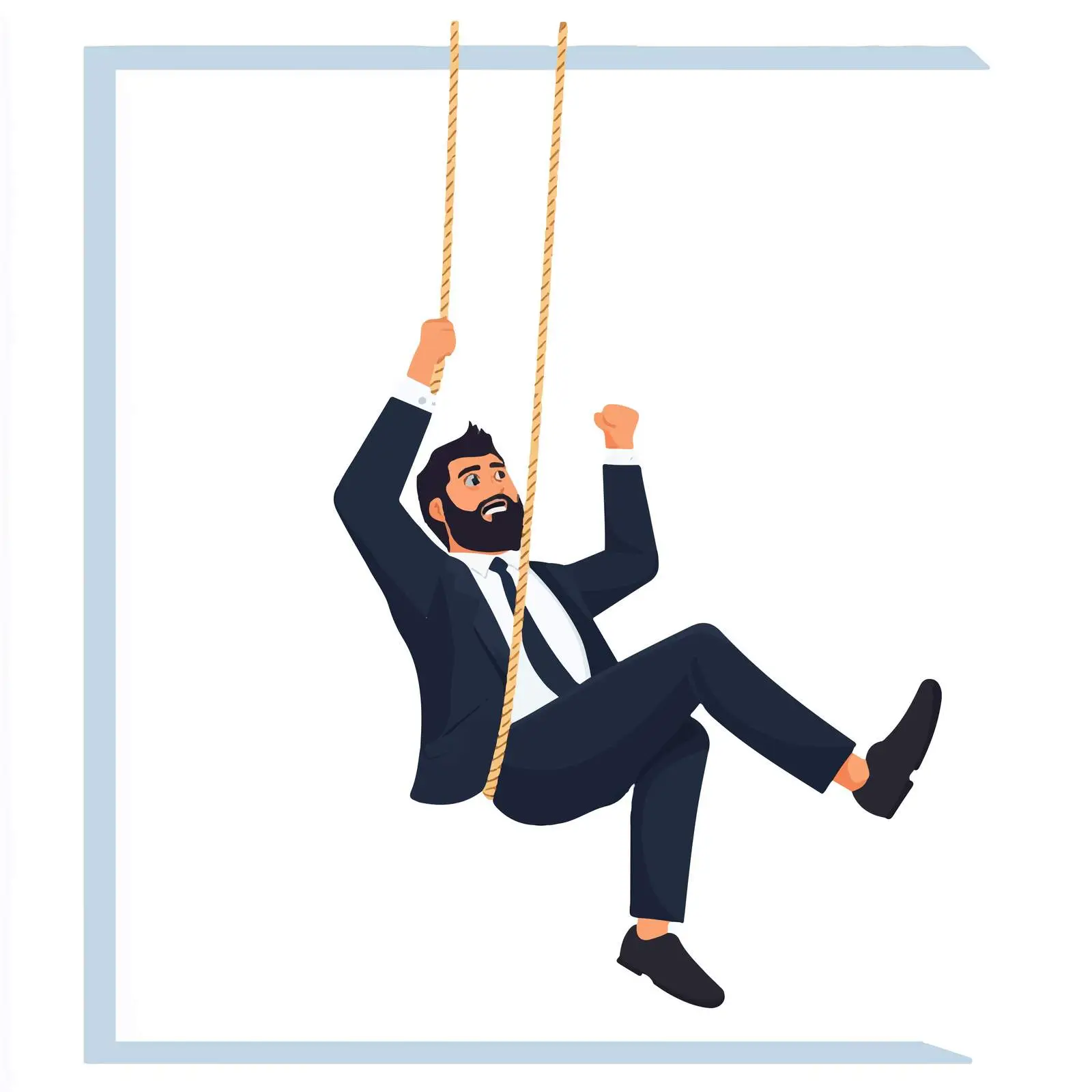 Fearful Businessman Clinging to Rope — free download from Dotvec
