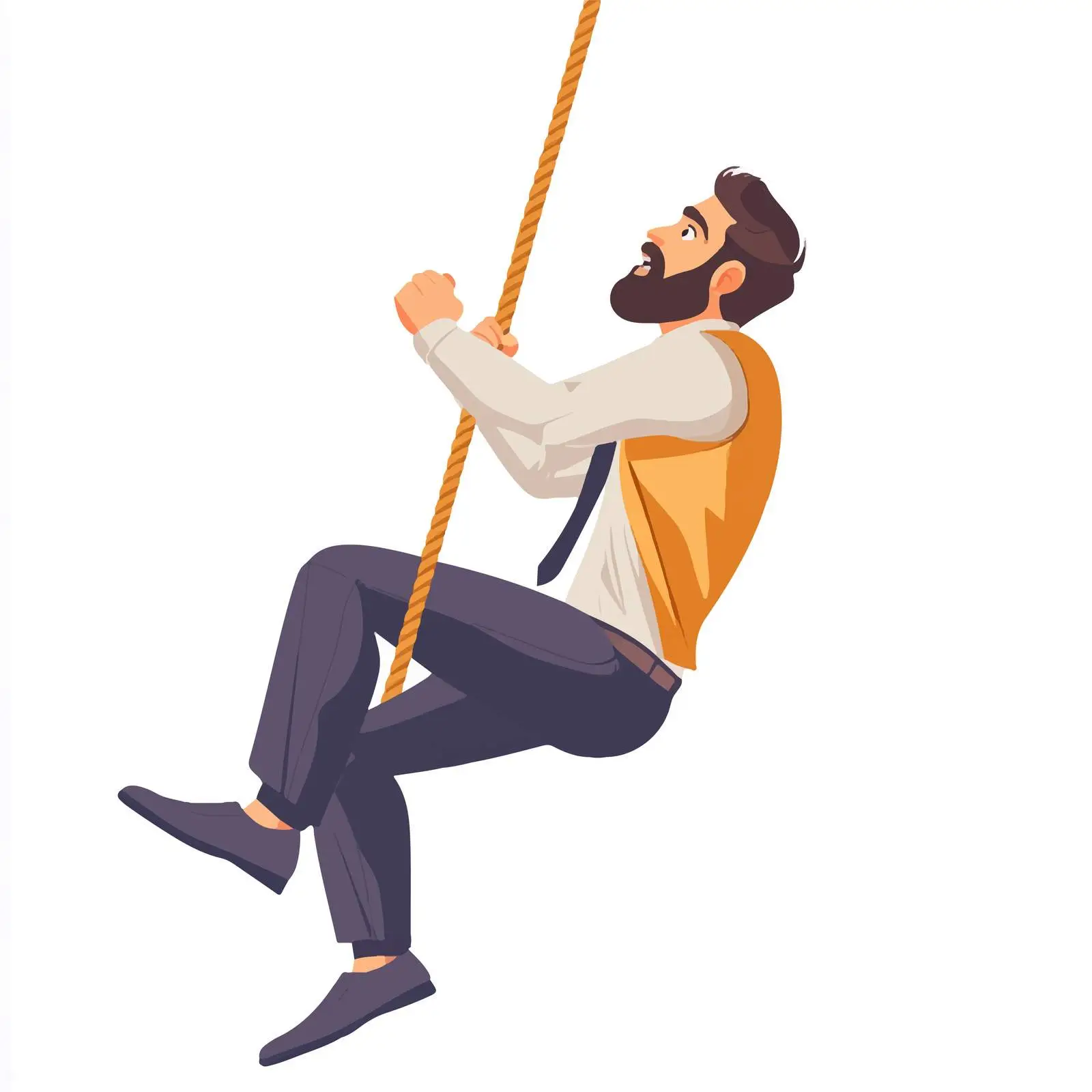 Fearful Businessman Clinging to Rope — free download from Dotvec