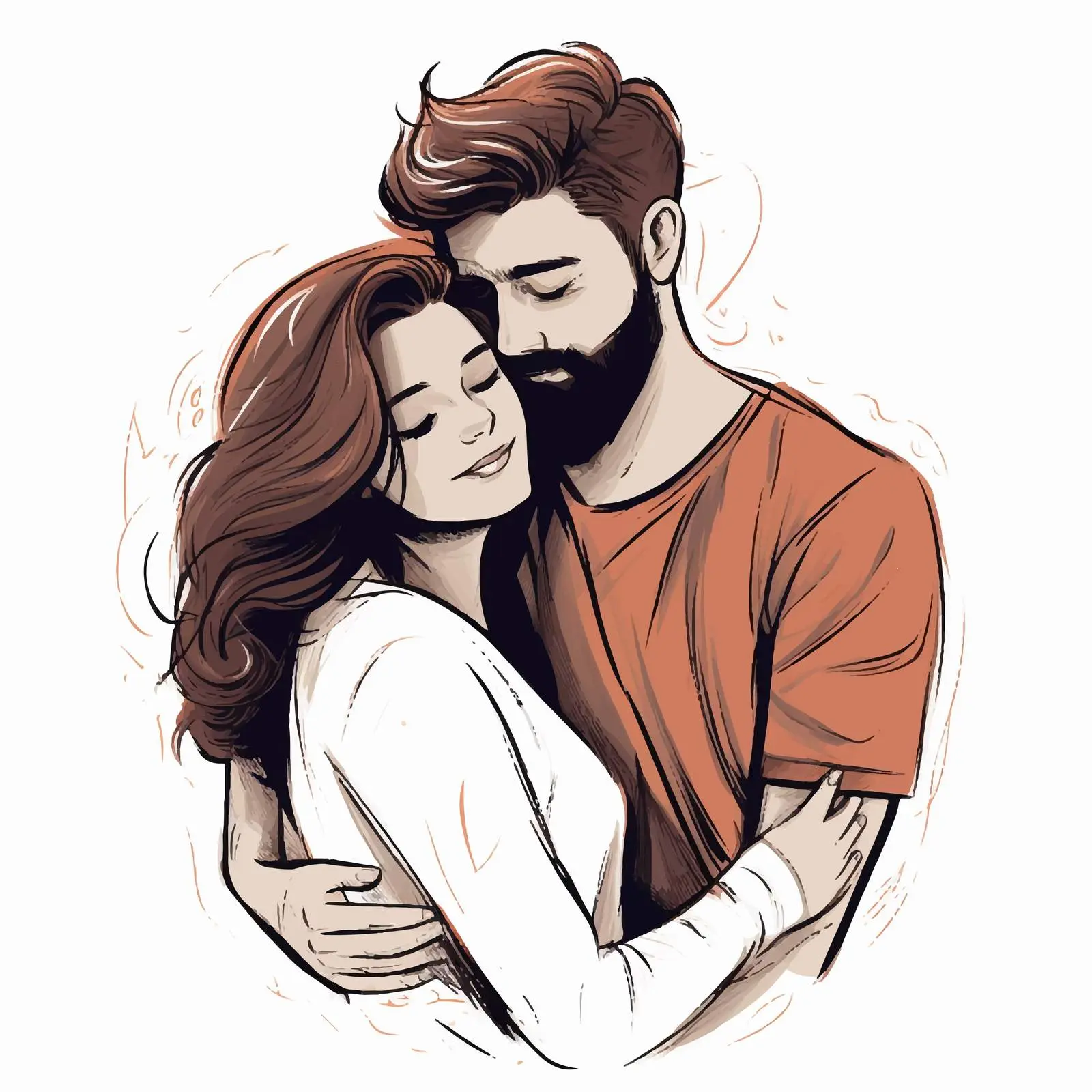 Loving Couple Embracing Vector Illustration — free download from Dotvec