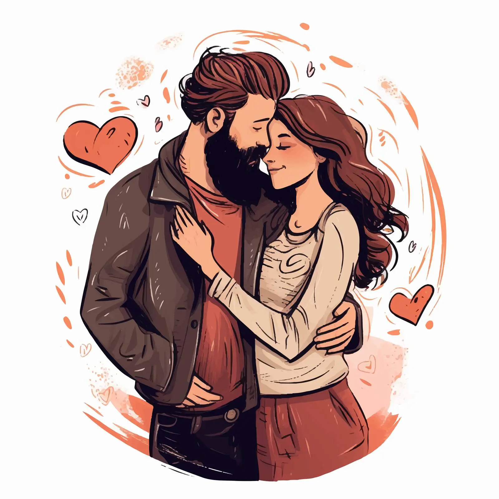 Loving Couple Embrace Vector Illustration — free download from Dotvec