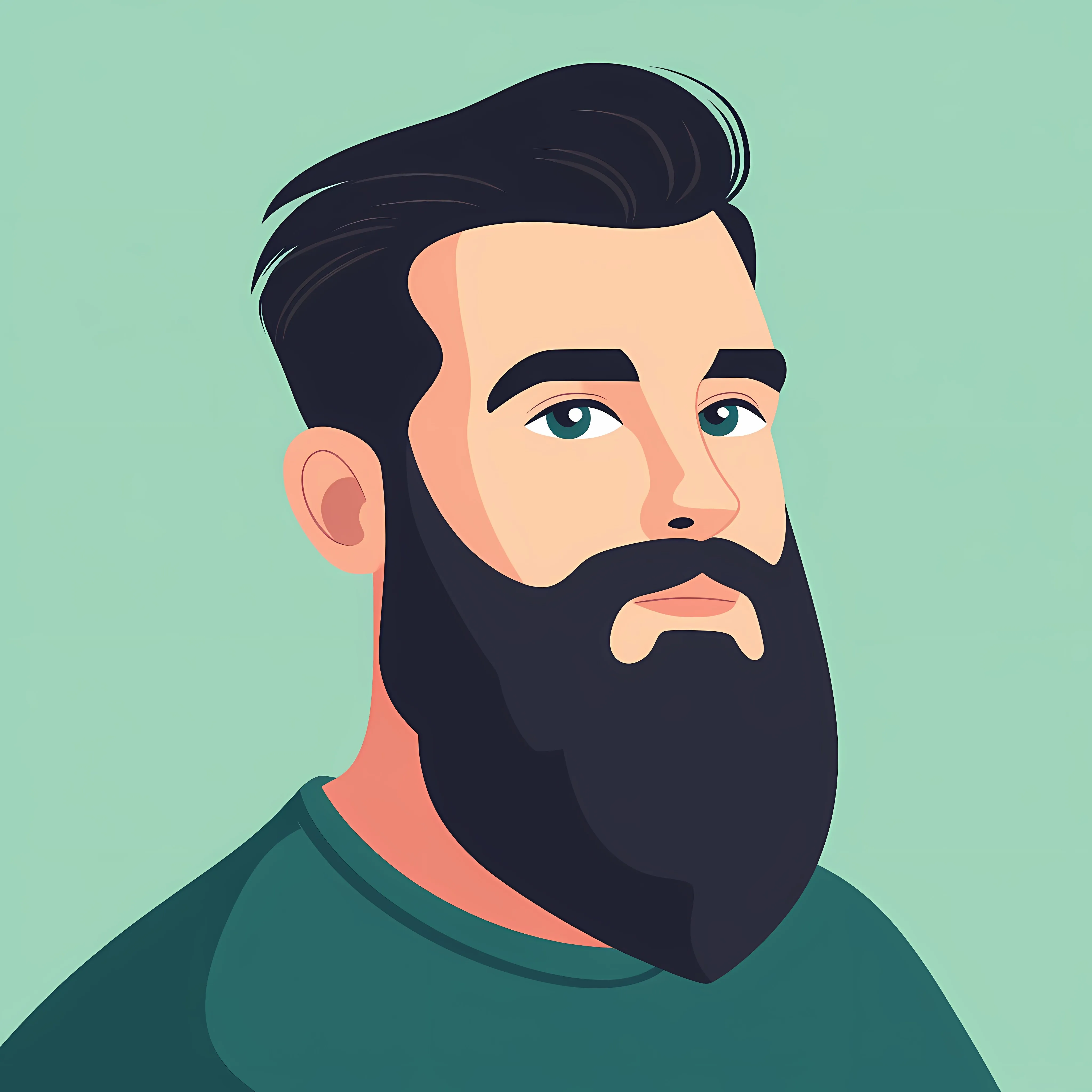 Bearded Man Flat Vector Character Illustration — free download from Dotvec