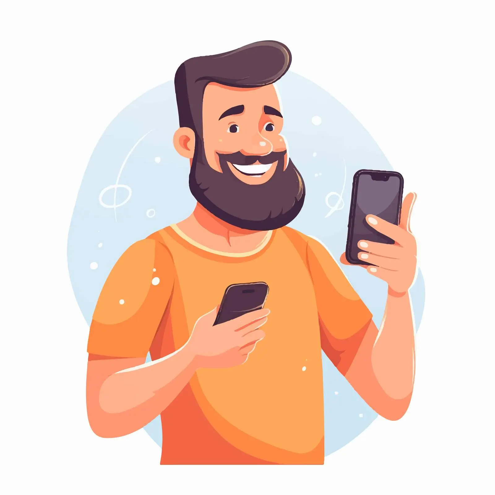 Bearded Man Chatting on Smartphone — free download from Dotvec
