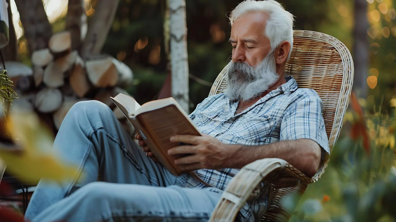 Serene mature gentleman immersed in reading — free download from Dotvec