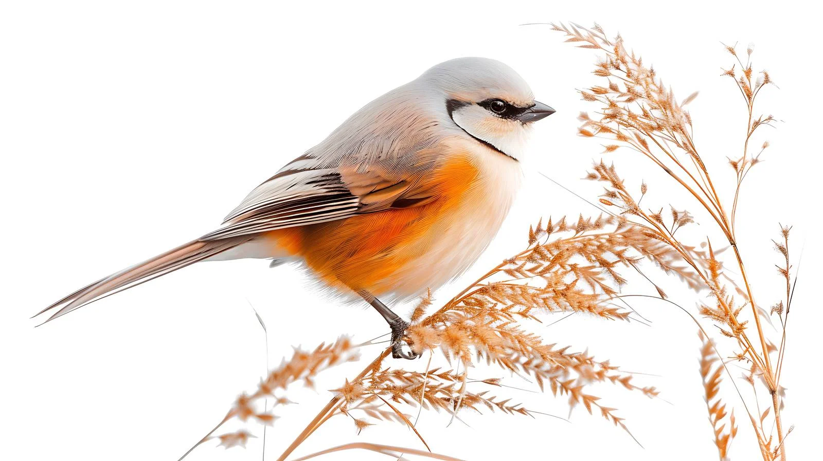 Majestic Male Bearded Tit Isolated White — free download from Dotvec