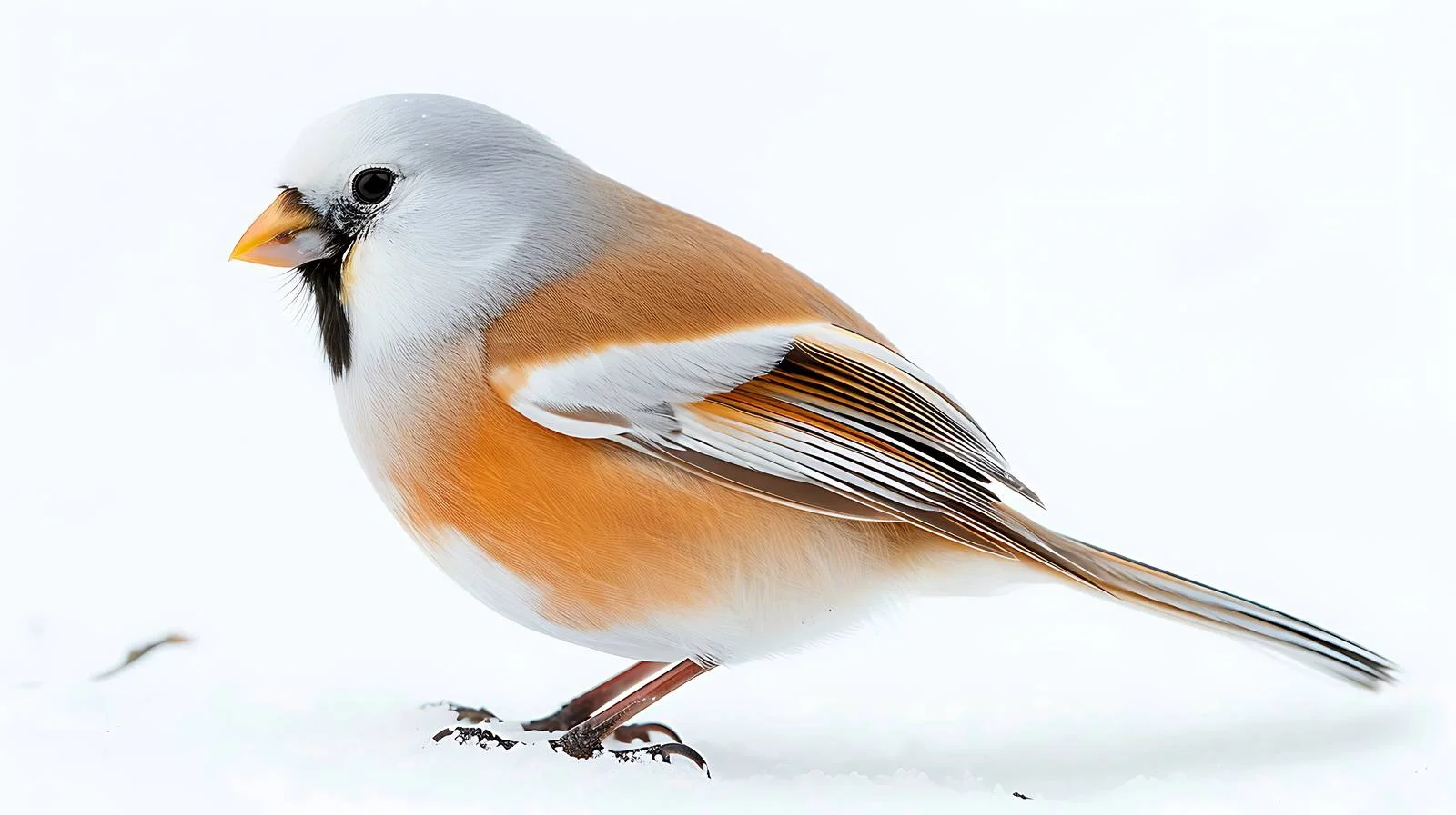 Majestic Bearded Tit Male Isolated on White – free songbird image from Dotvec
