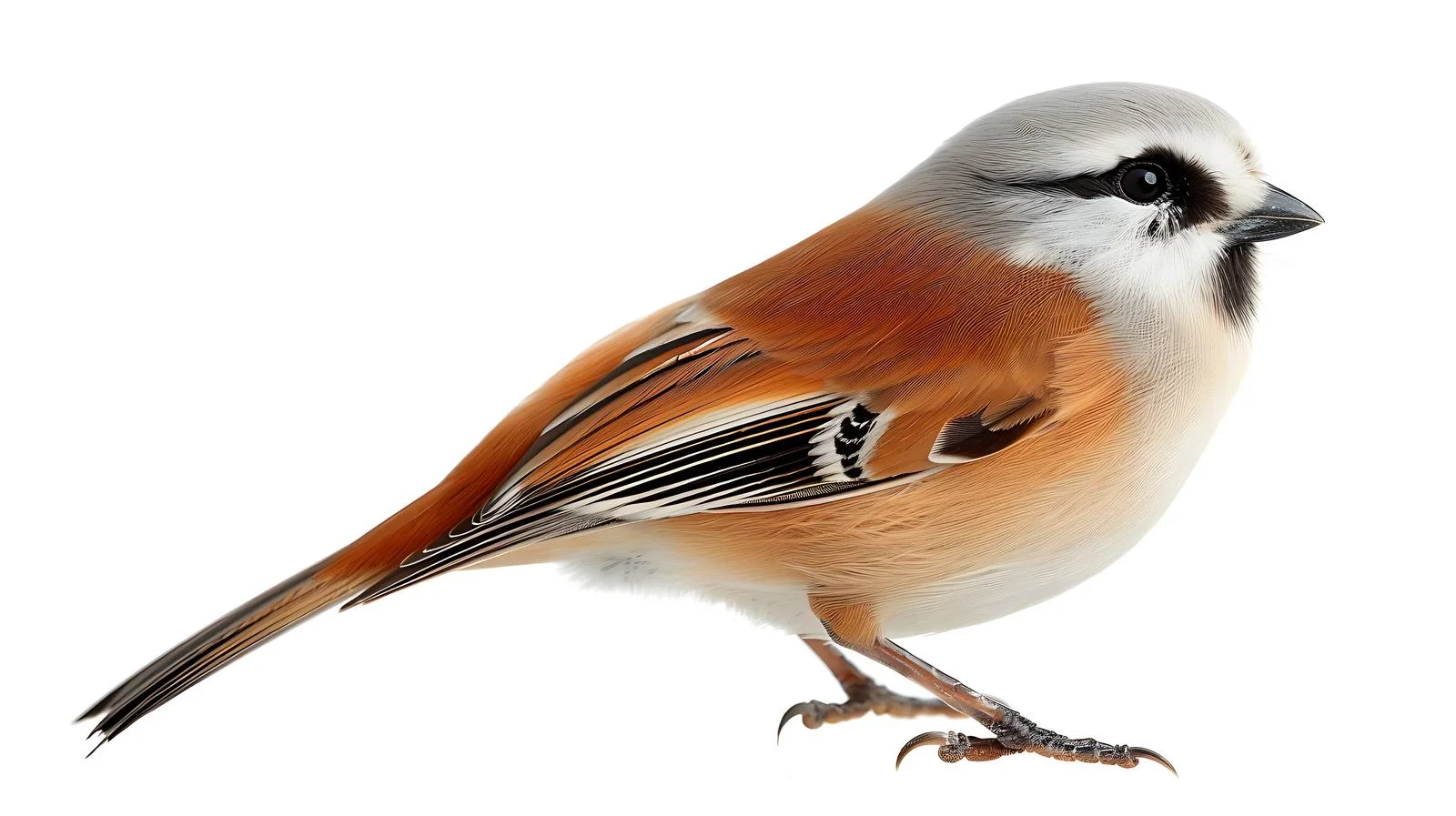 Majestic Bearded Tit Bird Isolated White — free download from Dotvec
