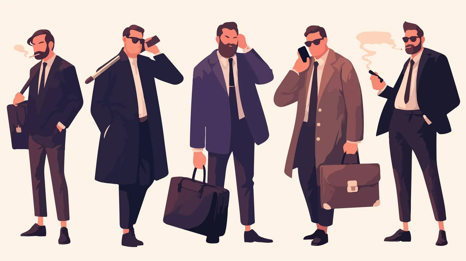 Elegant Business Attire on Bearded Caucasian Men — free download from Dotvec