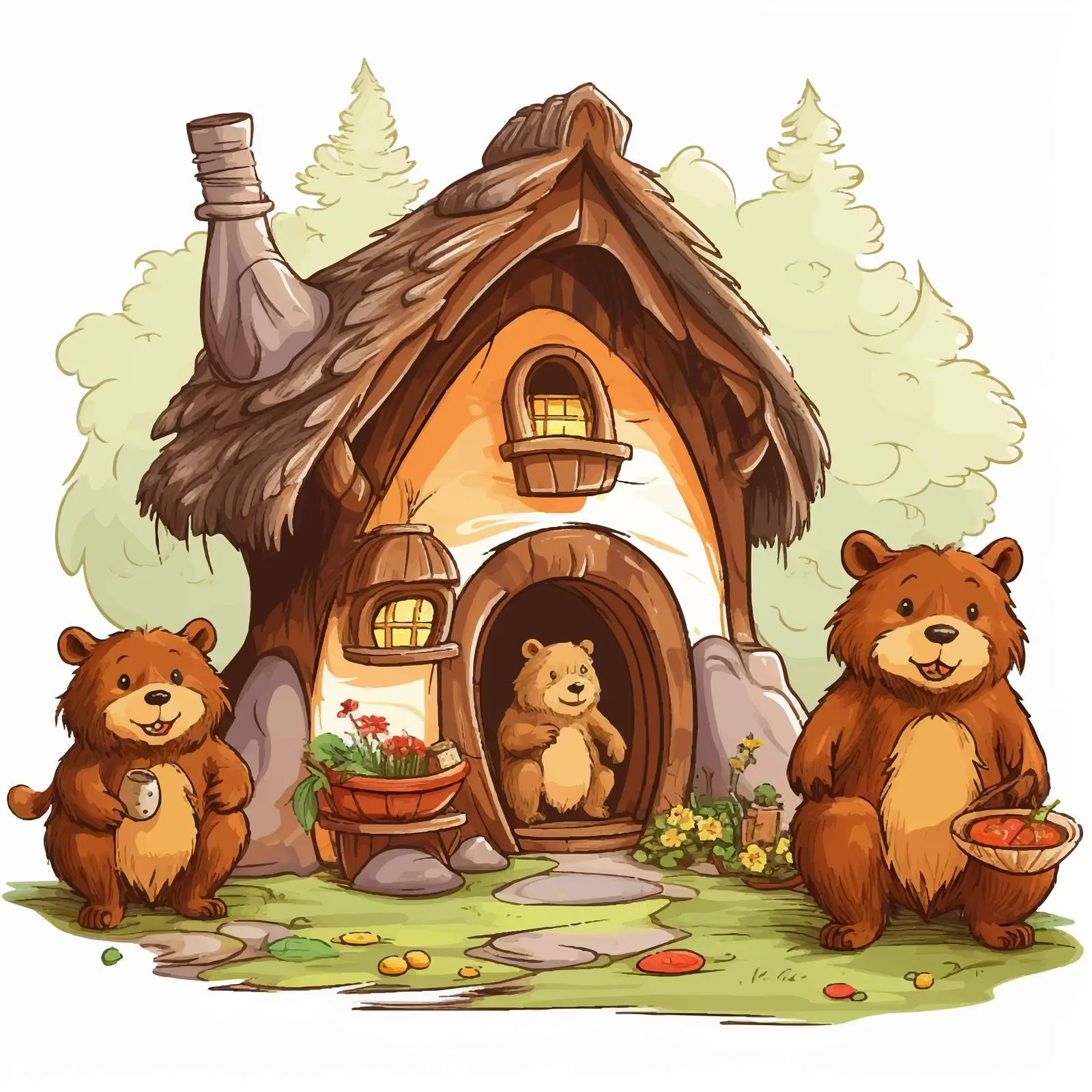 Bears at Hobbit House Illustration — free download from Dotvec
