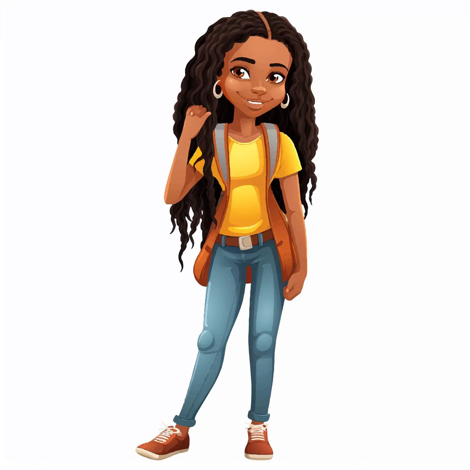 African Student with Long Black Hair — free download from Dotvec