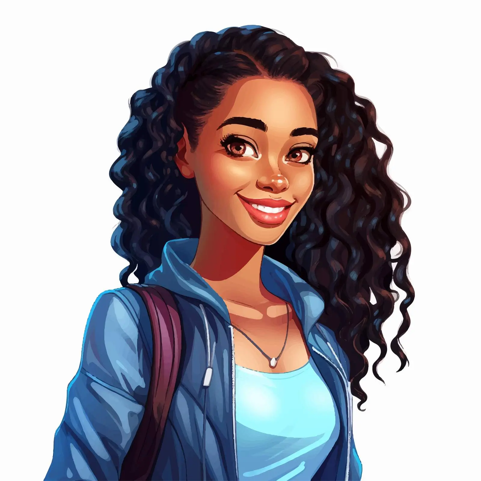 African Student with Long Black Hair Vector — free download from Dotvec