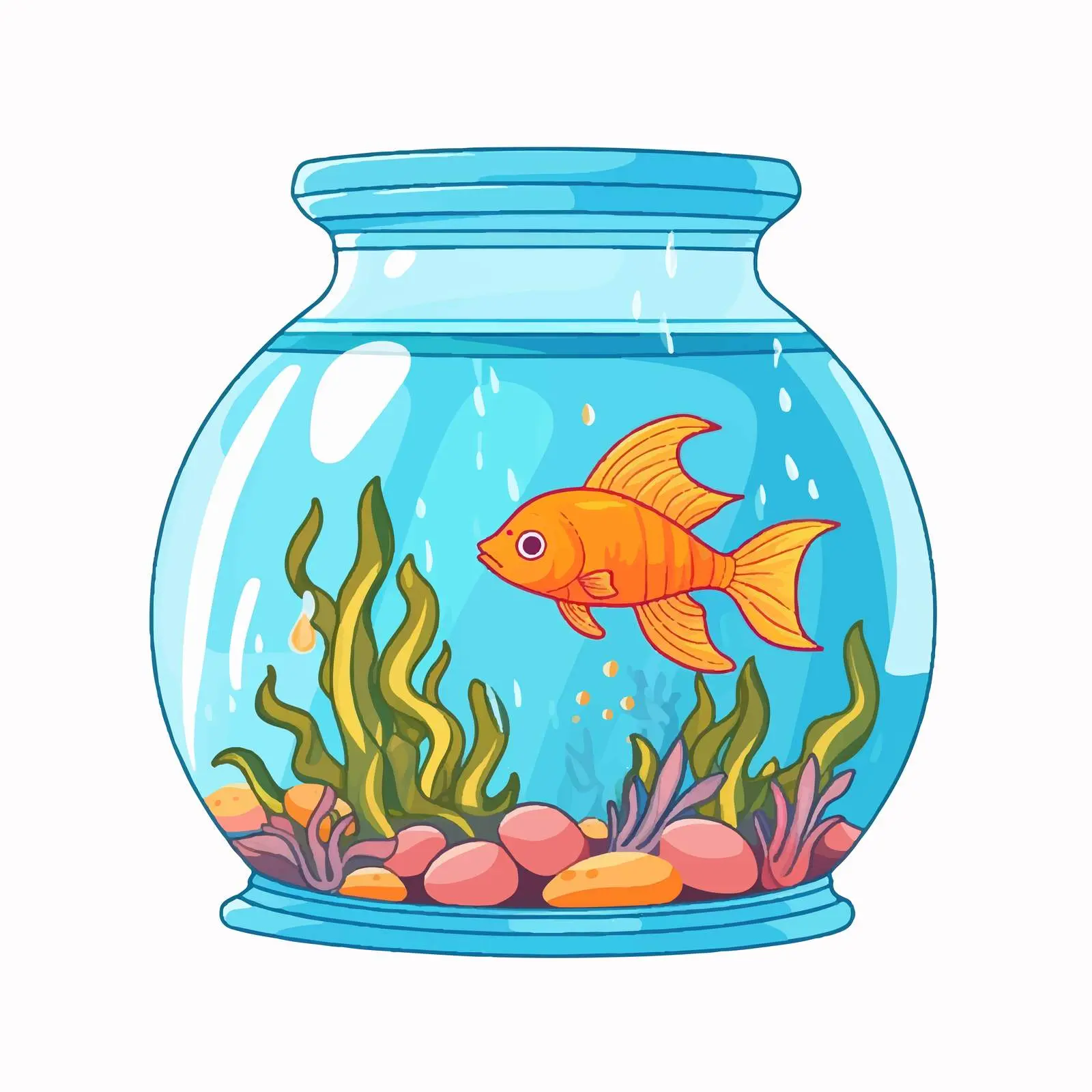 Colorful Cartoon Aquarium with Fish Vector Illustration — free download from Dotvec